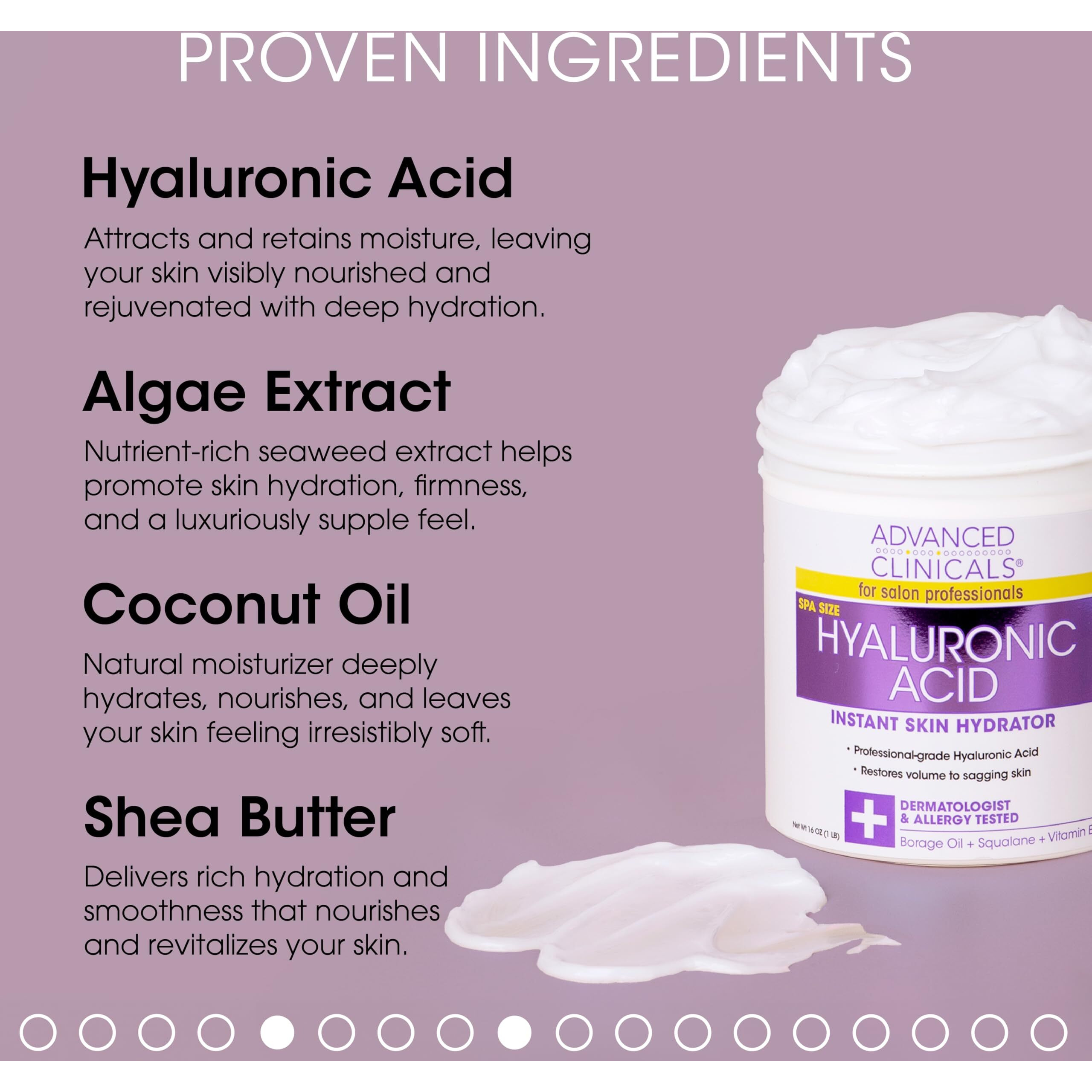 Advanced Clinicals Hyaluronic Acid Body Lotion & Face Moisturizer W/Vitamin E | Hydrating Dry Skin Firming Lotion Minimizes Look Of Wrinkles, Stretch Marks, & Crepey Skin | Skin Care Products, 2Pc