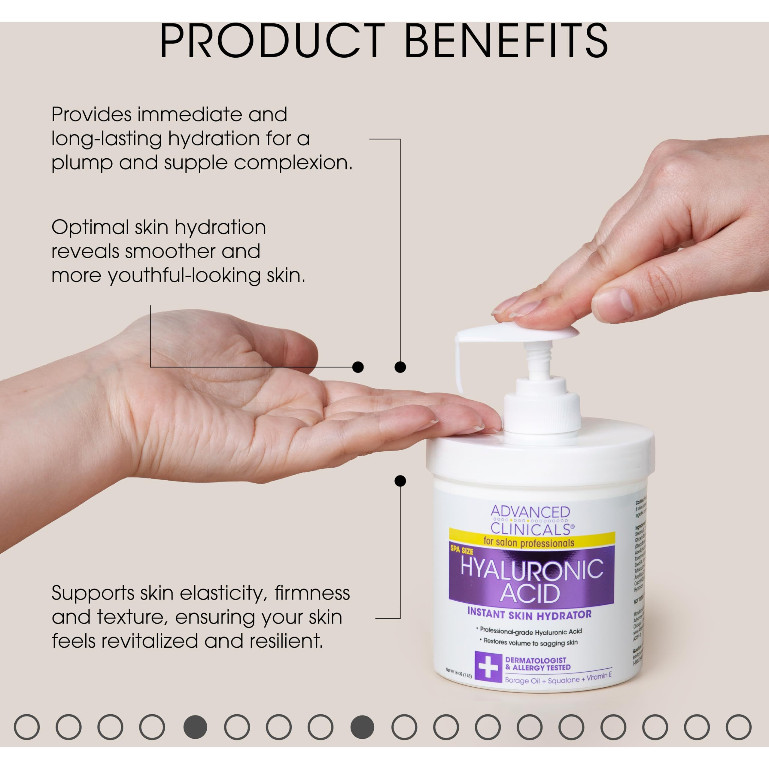 Advanced Clinicals Hyaluronic Acid Body Lotion & Face Moisturizer W/Vitamin E | Hydrating Dry Skin Firming Lotion Minimizes Look Of Wrinkles, Stretch Marks, & Crepey Skin | Skin Care Products, 2Pc