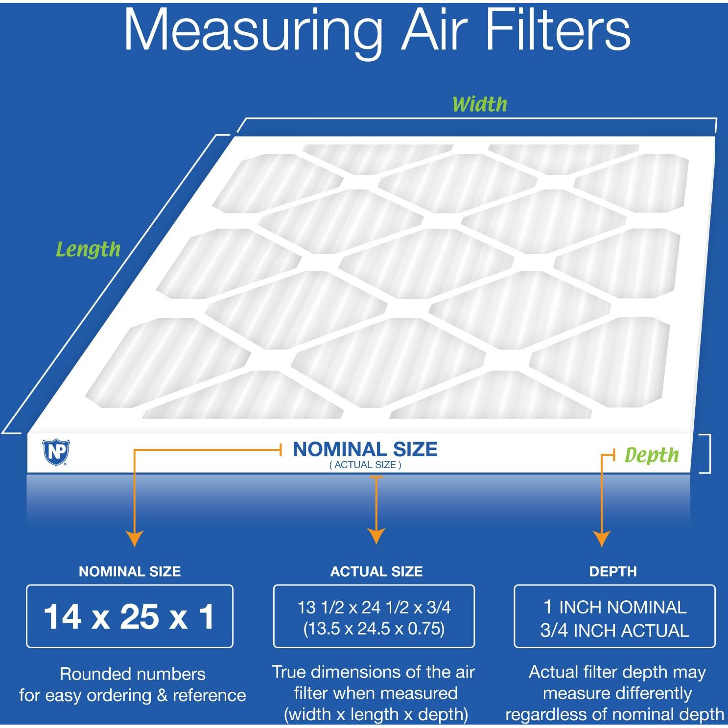 Nordic Pure 14X25X1 (13 1/2 X 24 1/2 X 3/4) Pleated Merv 12 Air Filters 6 Pack