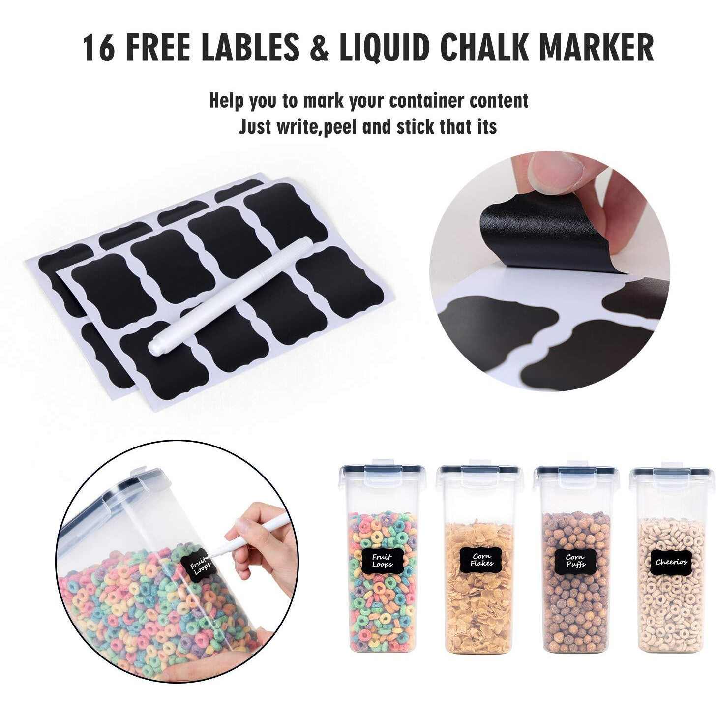 Fooyoo Cereal Containers Storage Set - 4 Piece Airtight Large Food Storage Containers(135.2Oz), Bpa Free Dispenser Plastic Cereal Storage Containers