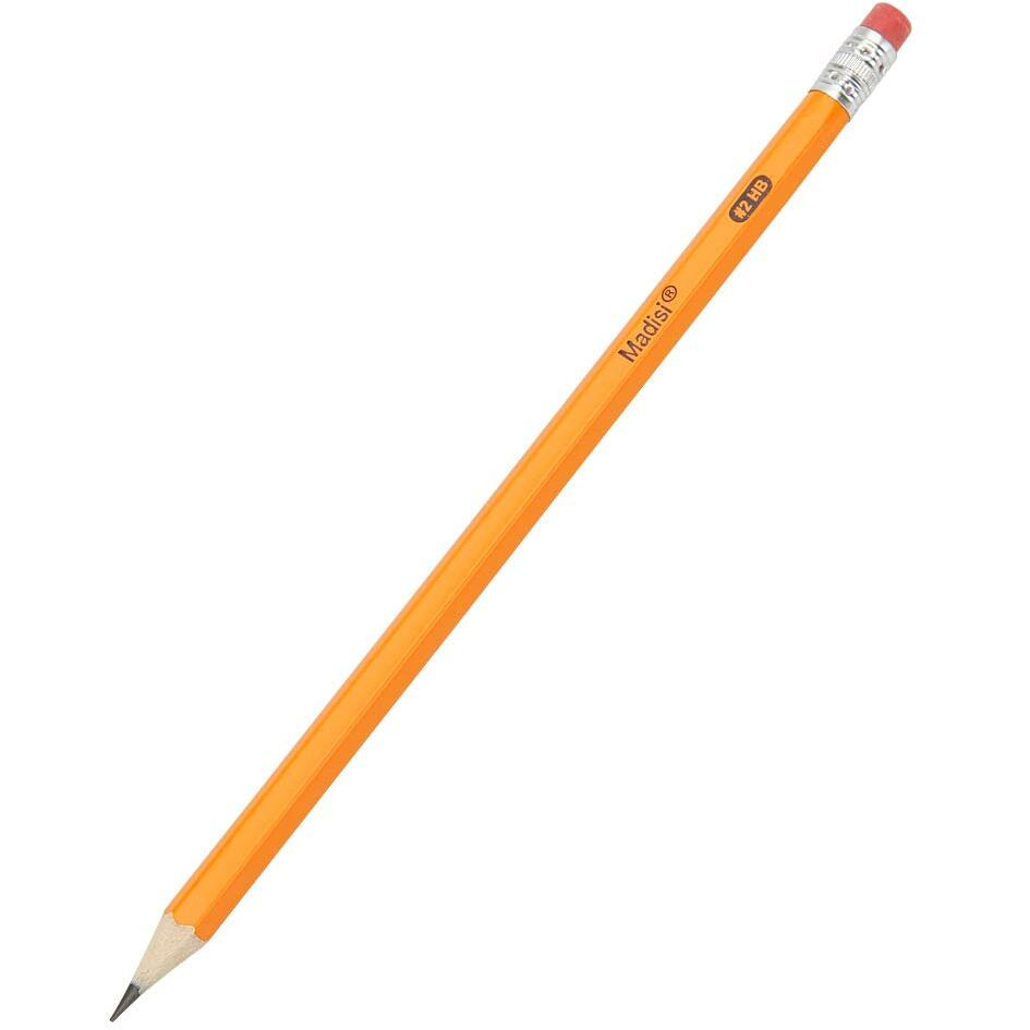 Madisi Wood-Cased 2 Hb Pencils, Yellow, Pre-Sharpened, 16 Packs Of 12-Count, 192 Pencils In Box
