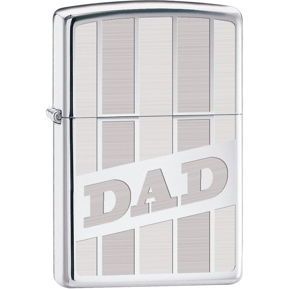 Zippo Pocket Lighter High Polish Chrome Dad Engraved Lighter (Silver, 3 1/2-Inch X 2 1/4-Inch)