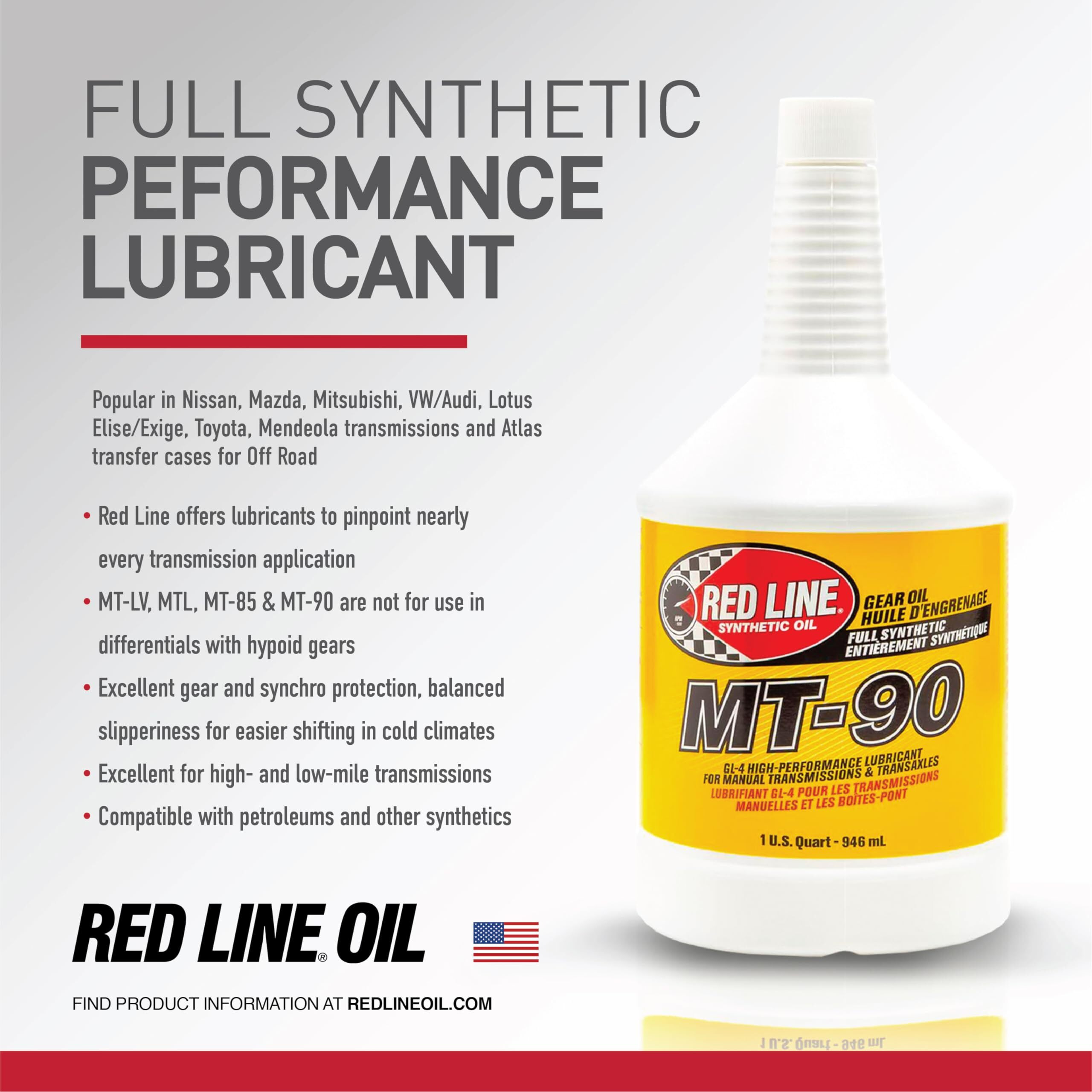 Red Line 50305 Mt-90 75W-90 Gl-4 Manual Transmission And Transaxle Lubricant (Mtl) - 1 Gallon