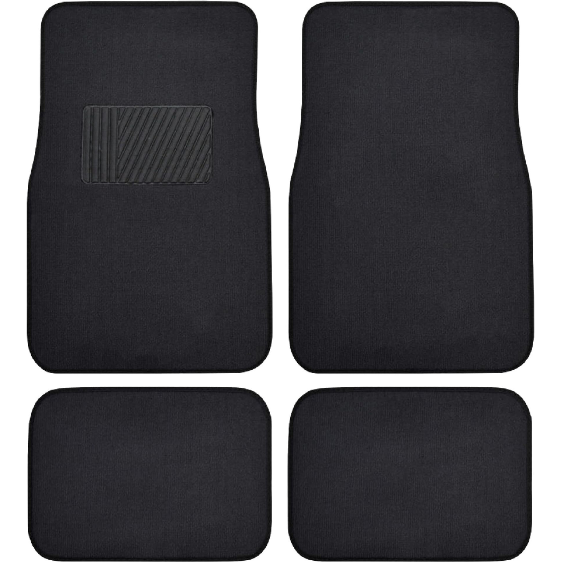 Bdk Mt-100-Bk Classic Carpet Floor Mats For Car & Auto - Universal Fit -Front & Rear With Heelpad (Black)
