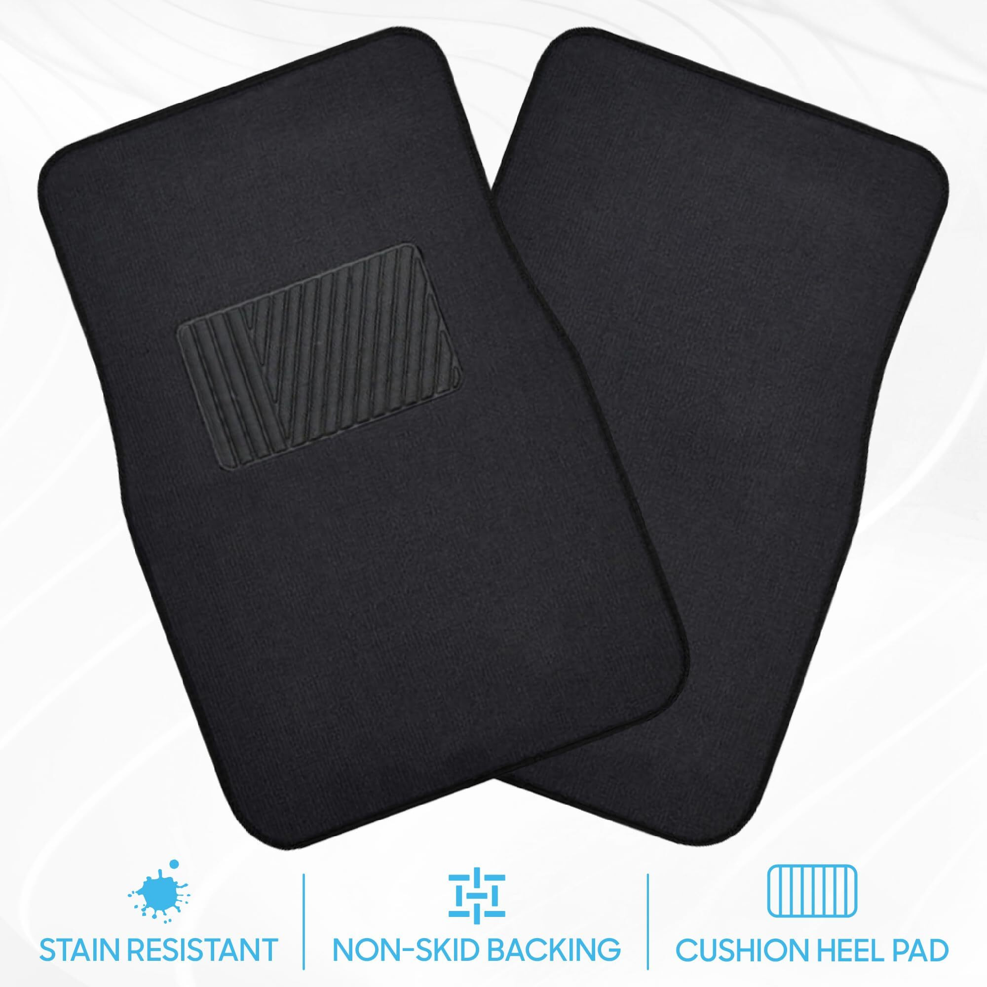 Bdk Mt-100-Bk Classic Carpet Floor Mats For Car & Auto - Universal Fit -Front & Rear With Heelpad (Black)