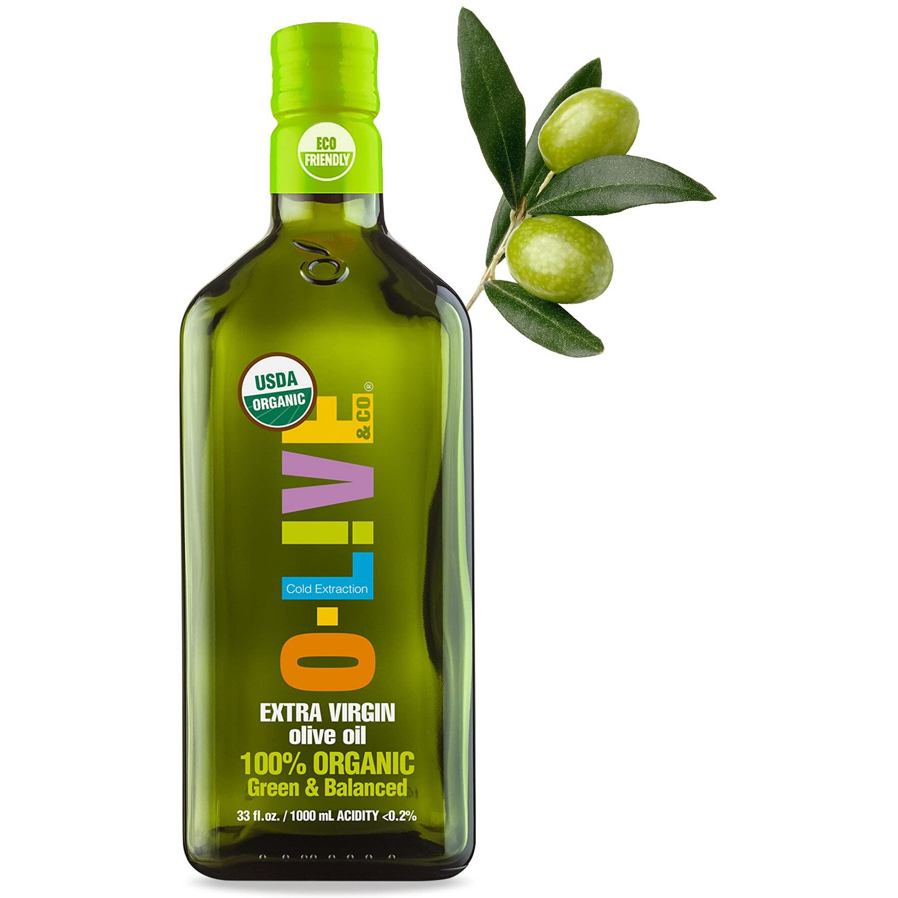 O-Live & Co. Premium Organic Extra Virgin Olive Oil | First Cold-Pressed | Non-Gmo | 33 Fl Oz Bottle