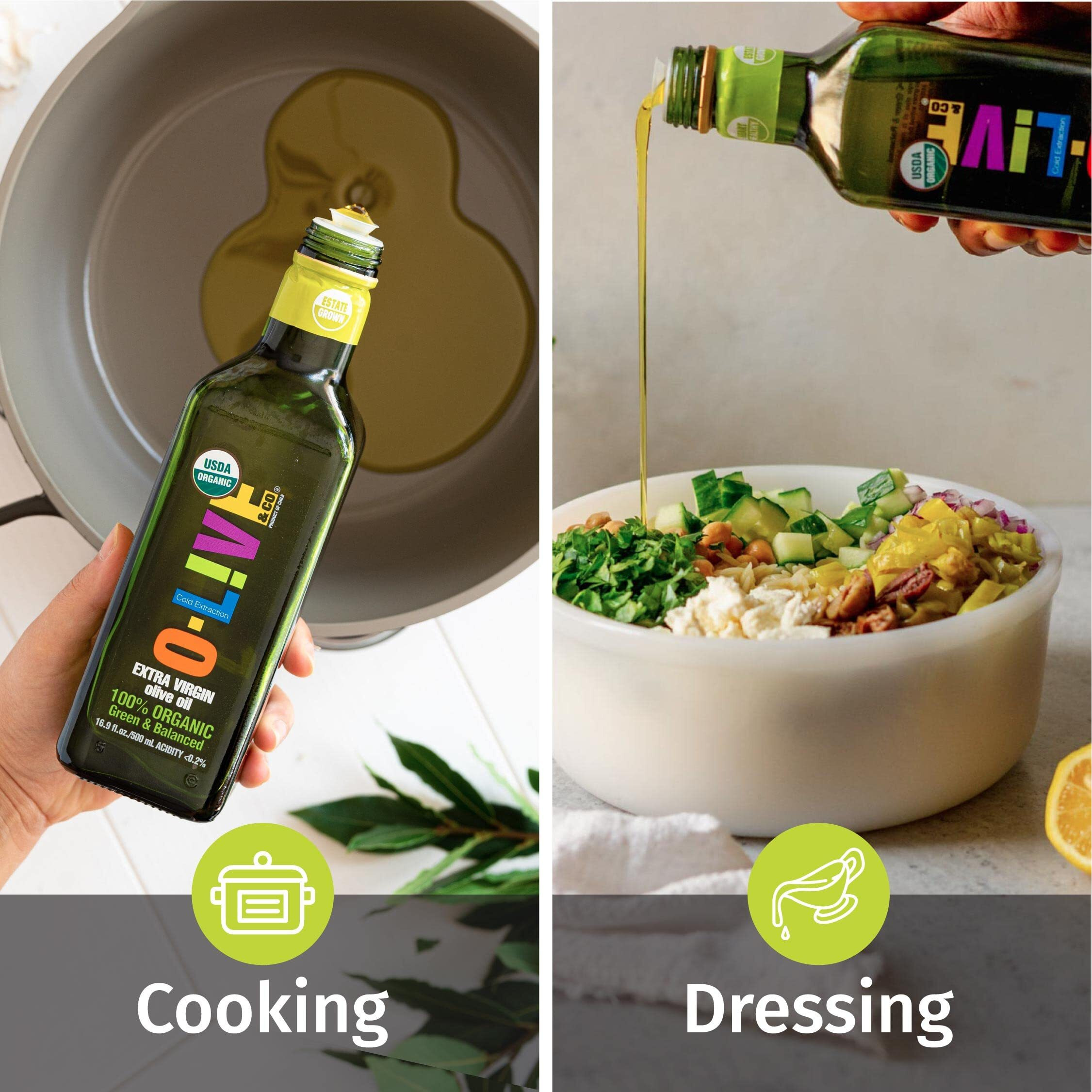 O-Live & Co. Premium Organic Extra Virgin Olive Oil | First Cold-Pressed | Non-Gmo | 33 Fl Oz Bottle