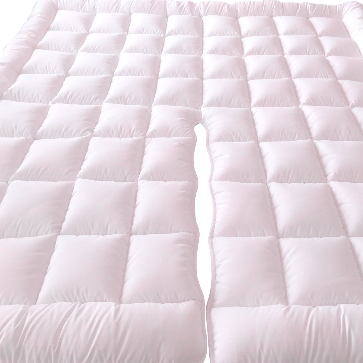 Royal Tradition 2 Inch Plush 100 Percent Microfiber Top Split King Down Alternative Mattress Pad/Topper White
