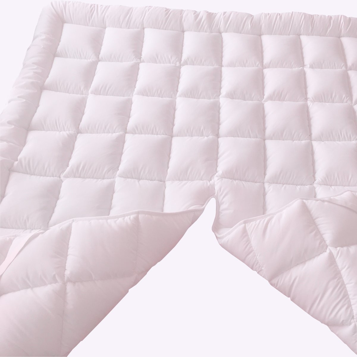 Royal Tradition 2 Inch Plush 100 Percent Microfiber Top Split King Down Alternative Mattress Pad/Topper White
