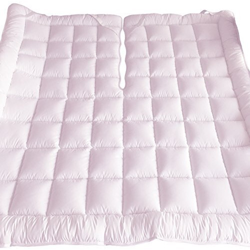 Royal Tradition 2 Inch Plush 100 Percent Microfiber Top Split King Down Alternative Mattress Pad/Topper White