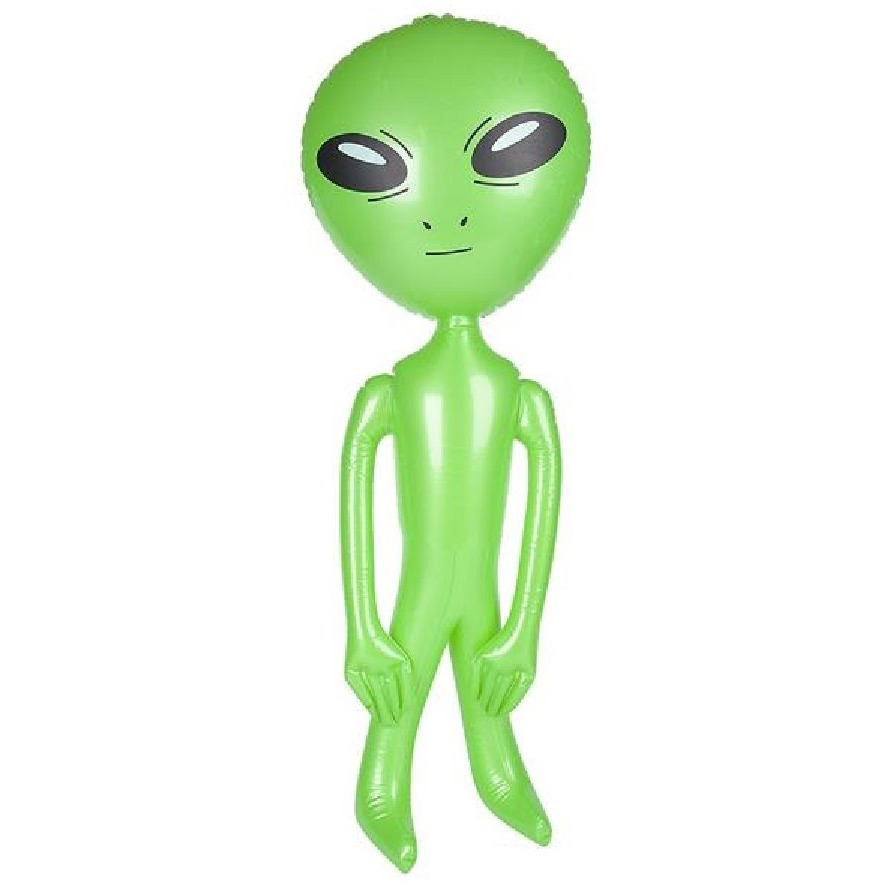 Novelty Treasures 36 Inch Alien Inflates 2 Pack Inflate Bundle Galaxy Big Eye And Green Ufo Aliens
