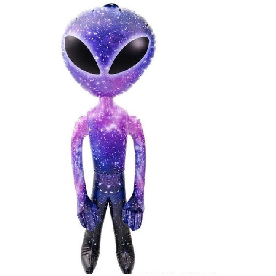Novelty Treasures 36 Inch Alien Inflates 2 Pack Inflate Bundle Galaxy Big Eye And Green Ufo Aliens