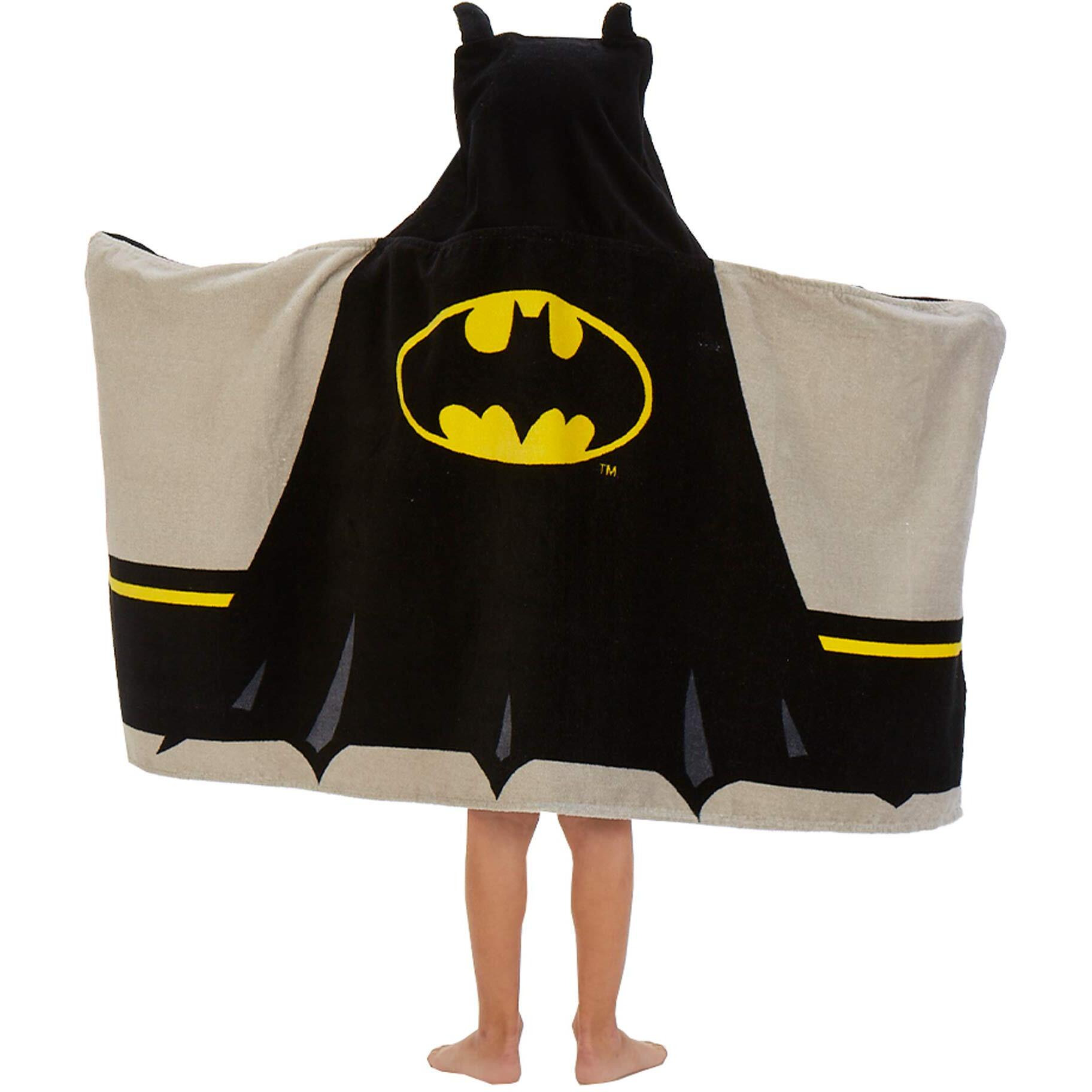 Batman Kids Bath/Pool/Beach Super Soft Cotton Terry Hooded Towel Wrap, 24"" X 50"", By Franco
