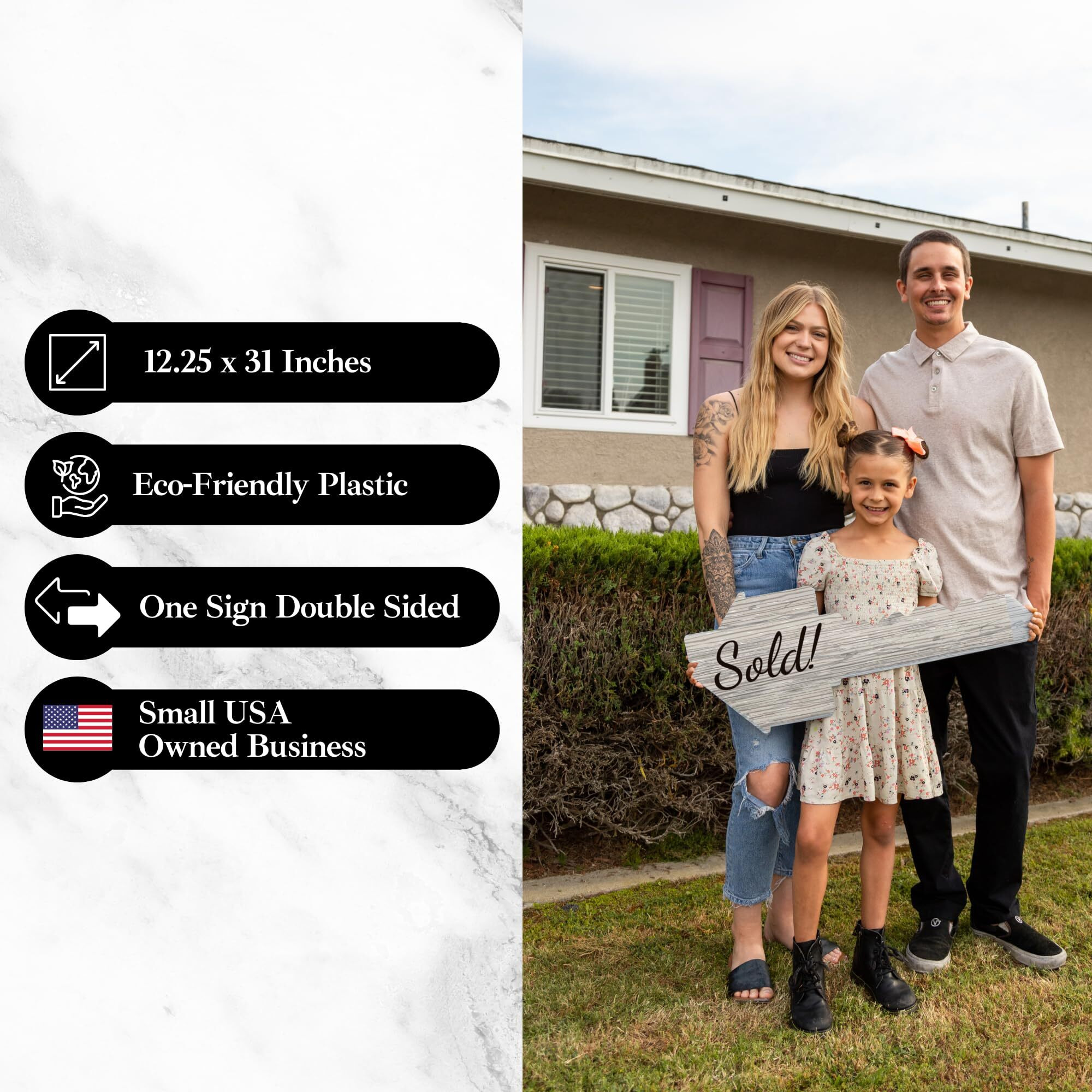 Real Estate Sold Sign | Extra Large Key Shaped | Double Sided | Real Estate Photo Props For Agents And New Home Owner | Real Estate Closing Gifts For Buyers And Real Estate Agent Gift (Home Sweet Home/Sold)