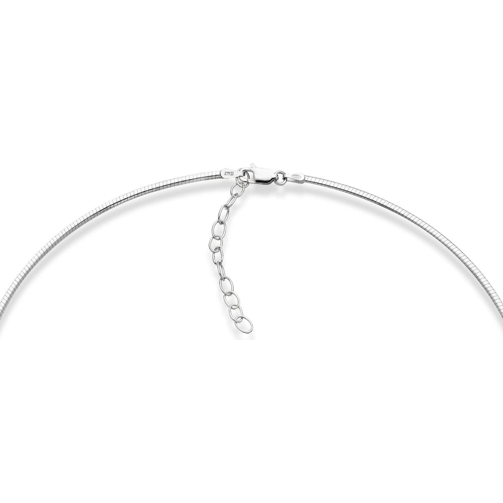 Miabella 925 Sterling Silver Italian 2Mm Or 2.5Mm Solid Dome Omega Link Chain Necklace For Women 16 + 2 Inch Ext. Made In Italy (2Mm)