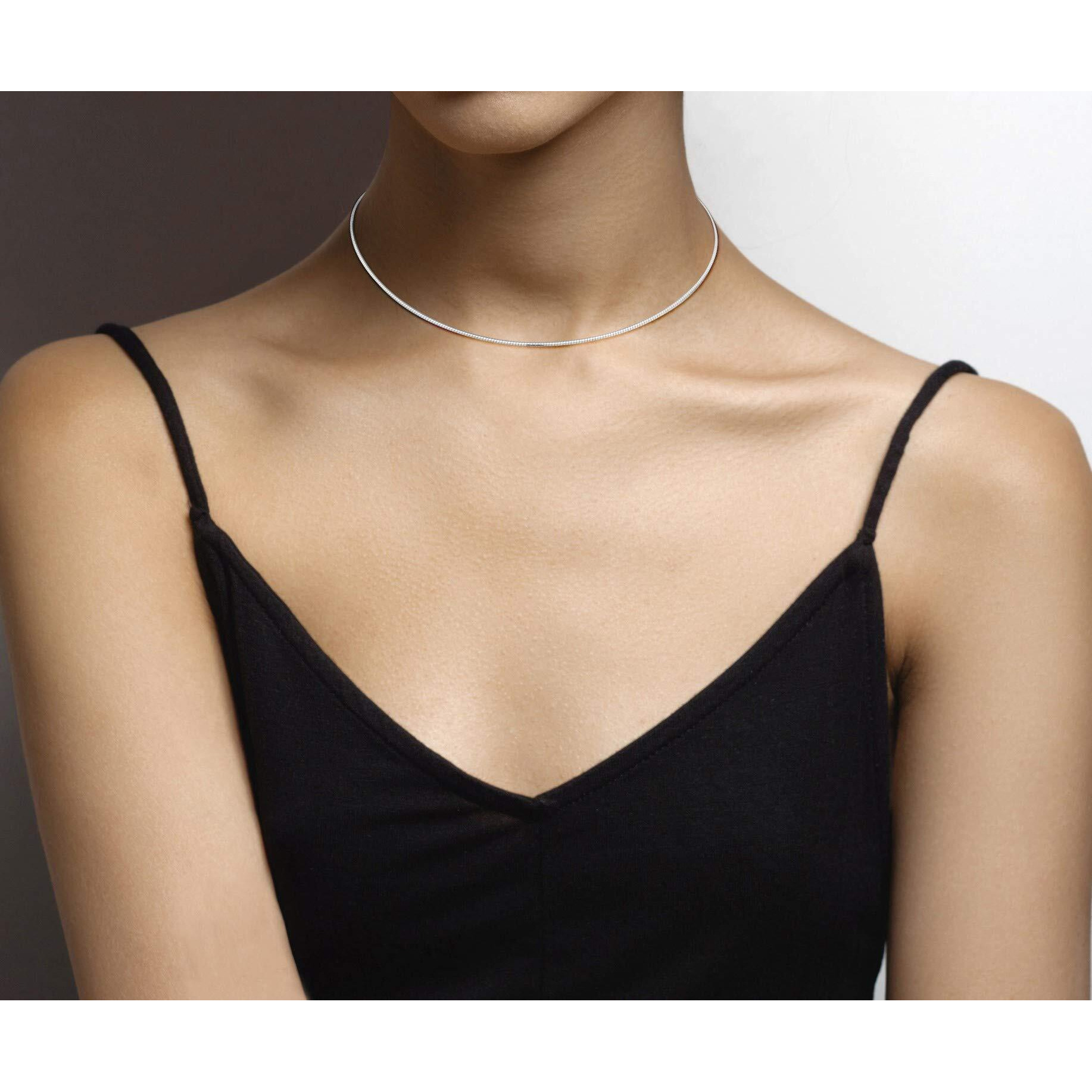 Miabella 925 Sterling Silver Italian 2Mm Or 2.5Mm Solid Dome Omega Link Chain Necklace For Women 16 + 2 Inch Ext. Made In Italy (2Mm)