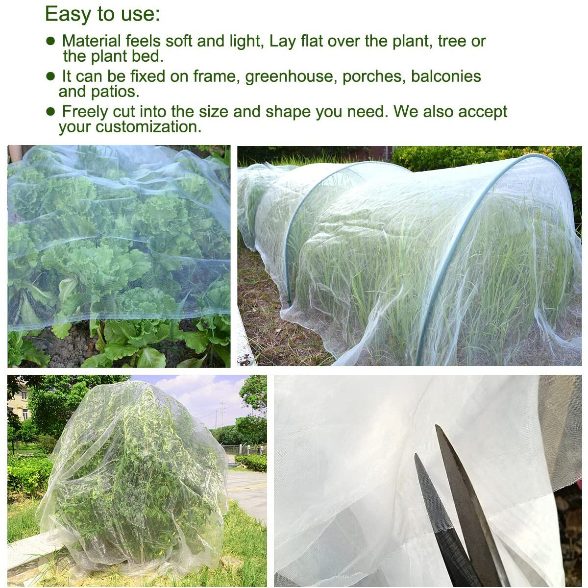 8X50Ft Mosquito Bug Insect Bird Fine Mesh Net Barrier Hunting Blind Garden Screen Netting For Protect Your Plant Fruits Flower