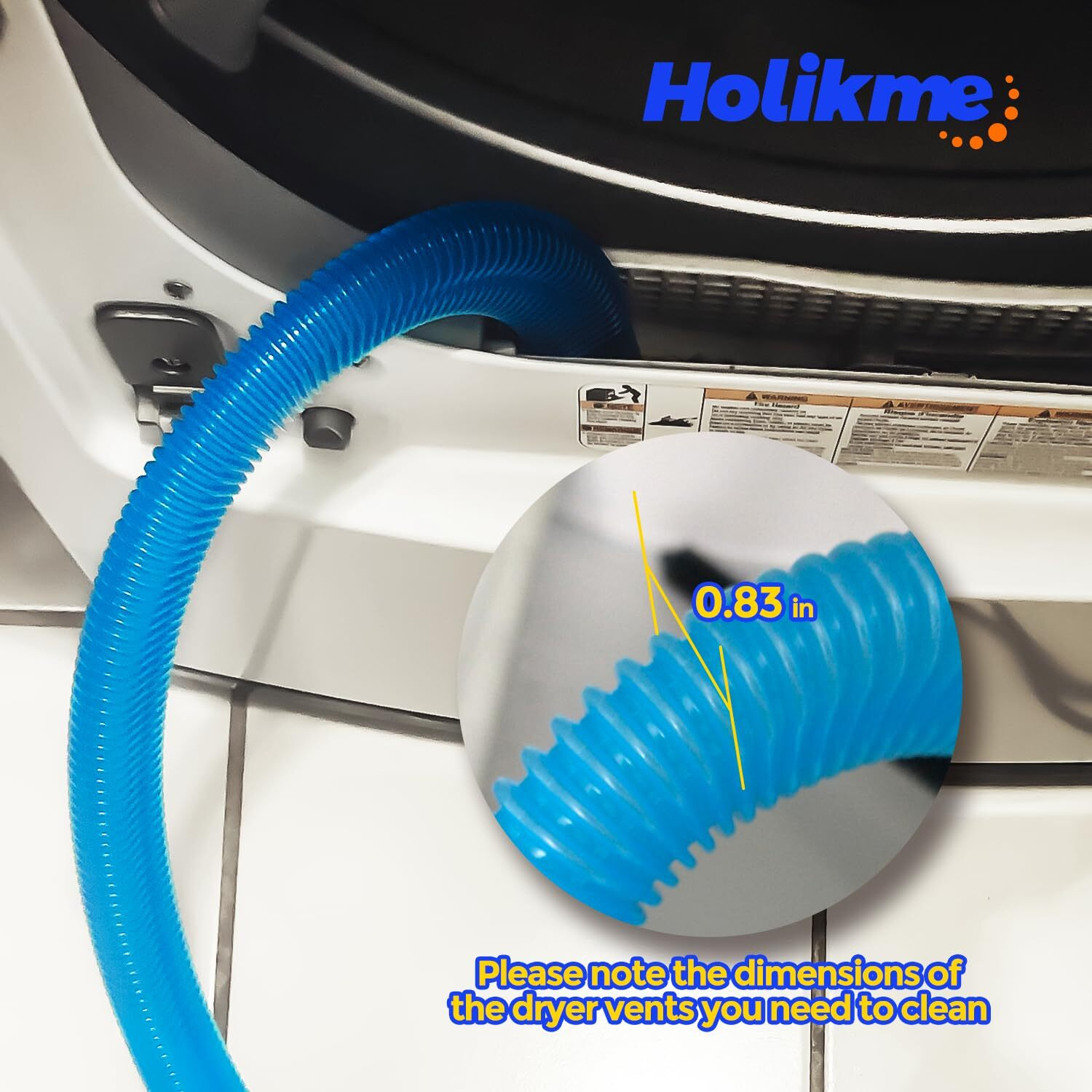 Holikme 2 Pieces Dryer Vent Cleaner Kit, Dryer Lint Vacuum Attachment And Flexible Dryer Lint Brush, Vacuum Hose Attachment, Blue