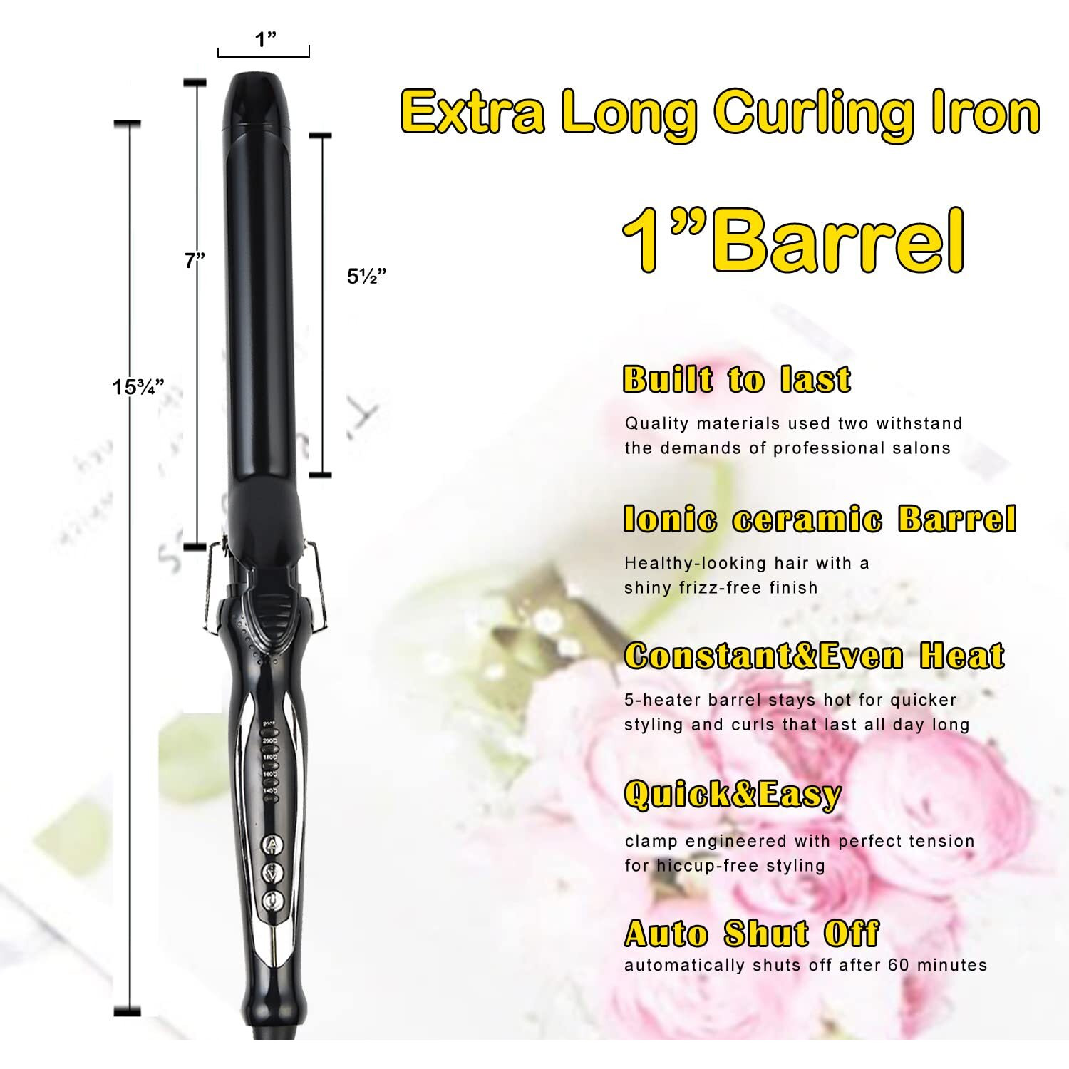 Abp 1 Inch Curling Iron With Ceramic Barrel, Instant Heat Up To 450F, Waving Style Tool For Long/Medium Hair And Women