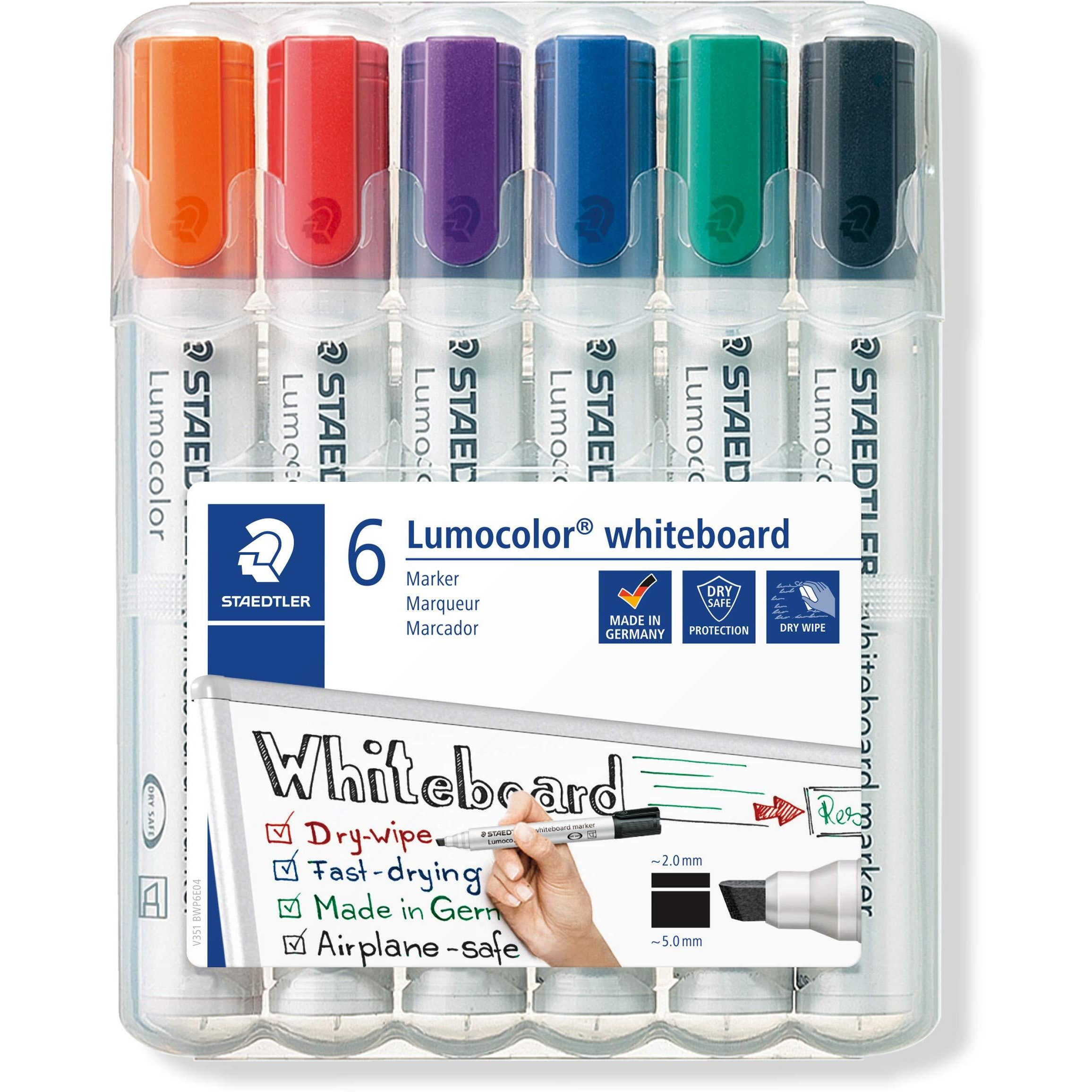 Staedtler 351 B Wp6 Lumocolor Whiteboard Marker Chisel Tip - Assorted Colours (Pack Of 6)