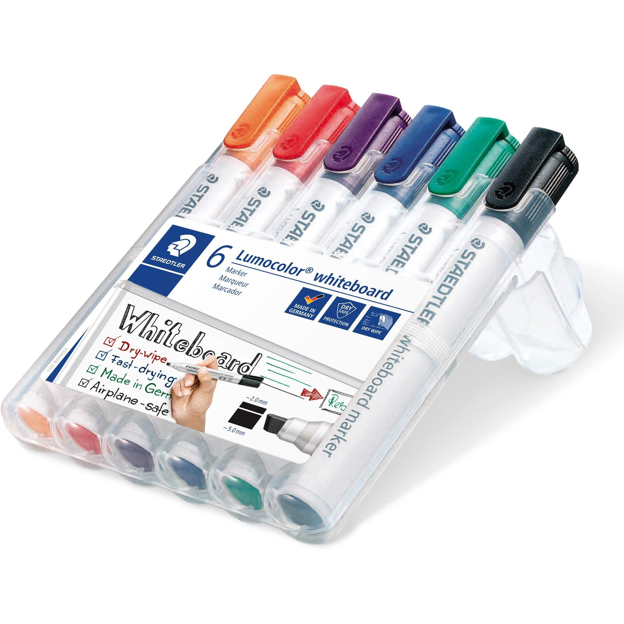 Staedtler 351 B Wp6 Lumocolor Whiteboard Marker Chisel Tip - Assorted Colours (Pack Of 6)
