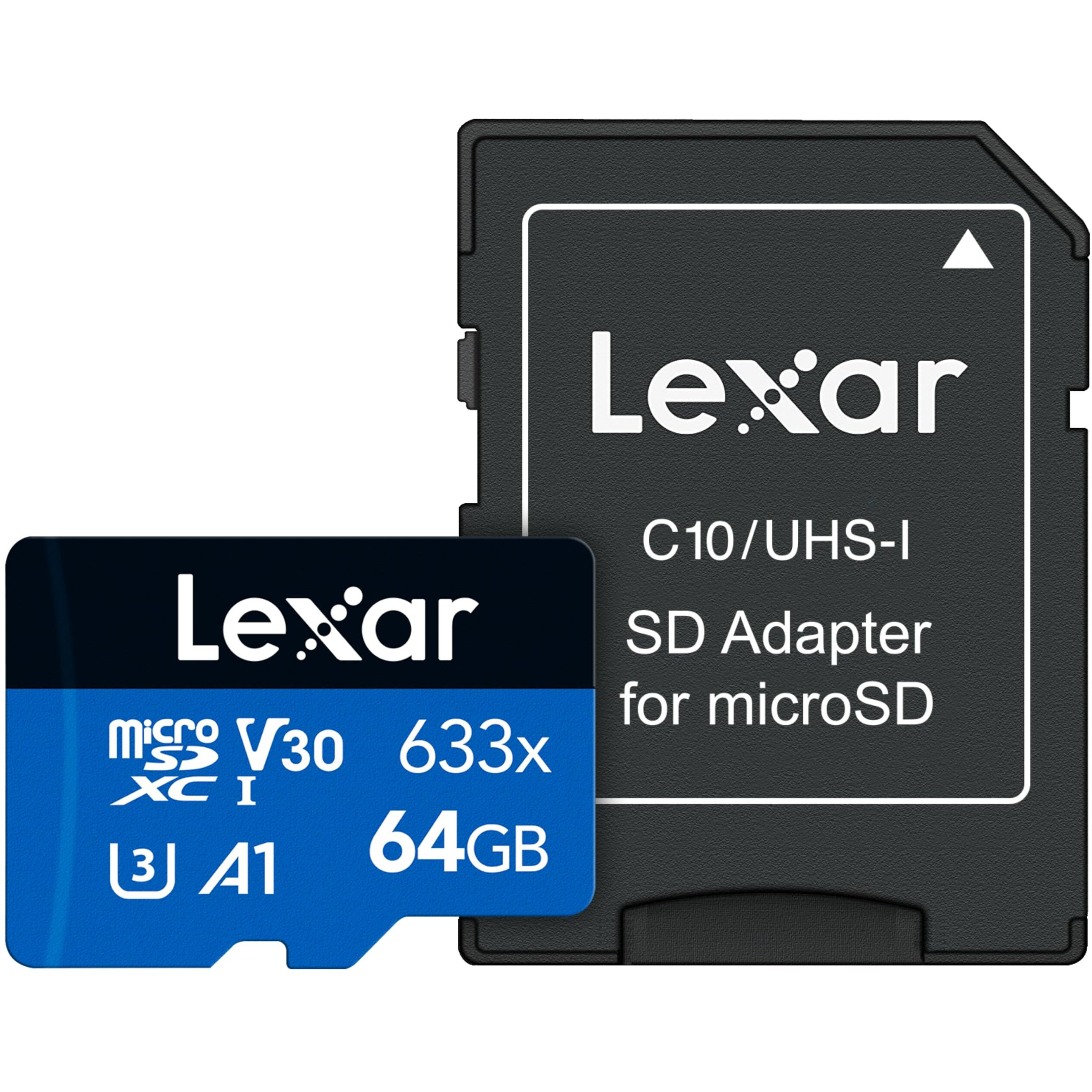 Lexar High-Performance 633X 64Gb Microsdxc Uhs-I Card W/ Sd Adapter, C10, U3, V30, A1, Full-Hd & 4K Video, Up To 100Mb/S Read, For Smartphones, Tablets, And Action Cameras (Lsdmi64Gbbnl633A)