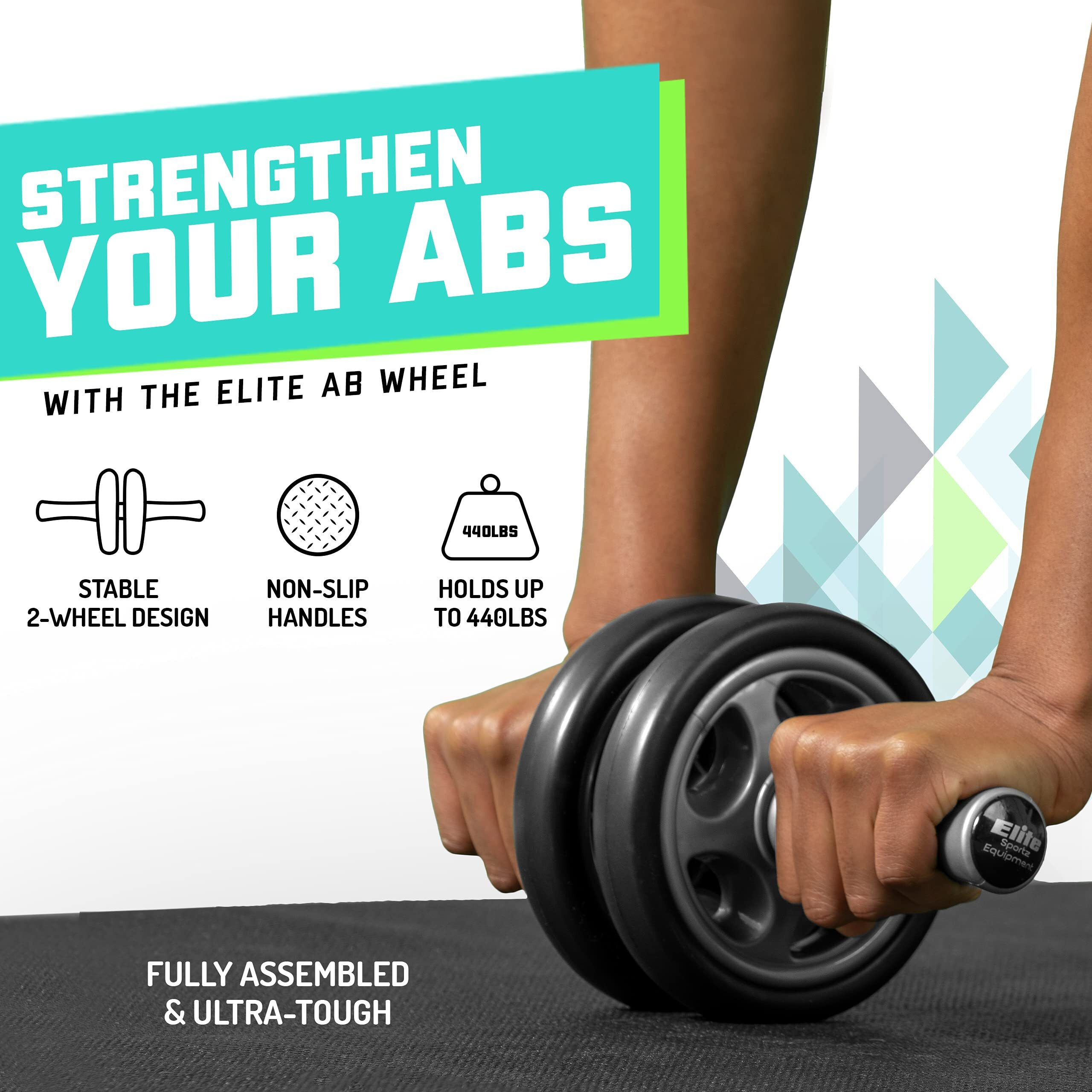 Elite Sportz Ab Roller Wheel - Gym & At Home Ab Workout Equipment With 2 Wheels To Exercise Core Abdominal Muscles - Strength Training Accessories For Abs