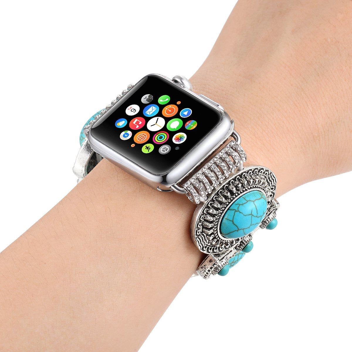 Fastgo Compatible With Apple Watch Band 42Mm 44Mm 45Mm, Bohemian Ethnic Antique Style Bracelet Strap For Iwatch Se & Series 9/8 7/6/5/4/3/2/1(42/44/45Mm)