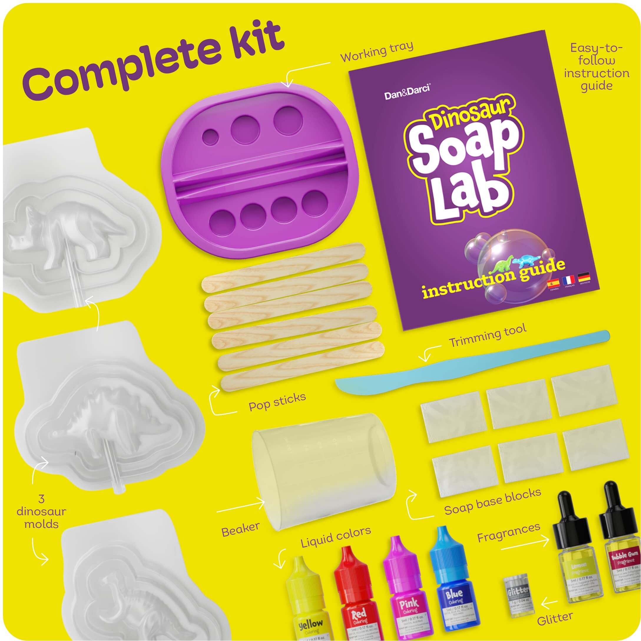 Dino Soap Making Kit For Kids, Dinosaur Science Toys Kits, Easter Gifts For Kids All Ages, Diy Activities Craft Kits - Art Crafts Gift Set For Boys And Girls, Kid Age 3 4 5 6 7 8 12 Year Old Boy