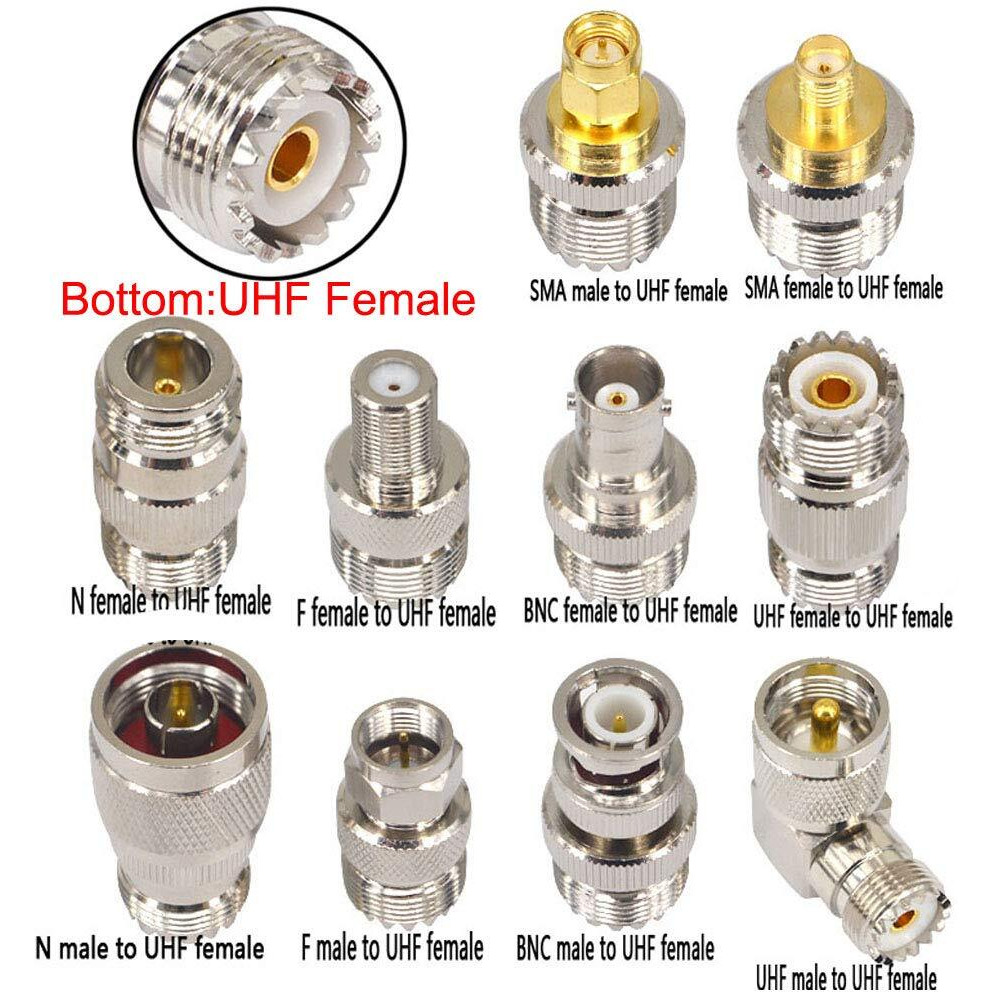 Boobrie 20Pcs Rf Coaxial Connector Kit Uhf Adapter Set Uhf Connector Kit So239 Pl259 Uhf To Sma/Uhf To Bnc/Uhf To N/Uhf To F Adapter Female To Female Coaxial Connector Male To Female Coax Adapters
