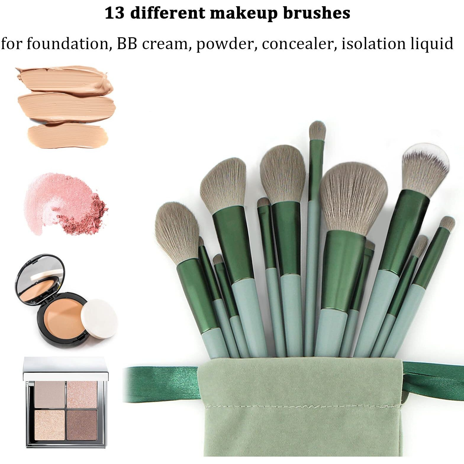 Koccido Makeup Brushes 22 Pcs Makeup Kit,Foundation Brush Eyeshadow Brush Make Up Brushes Set (Green, 22 Piece Set)