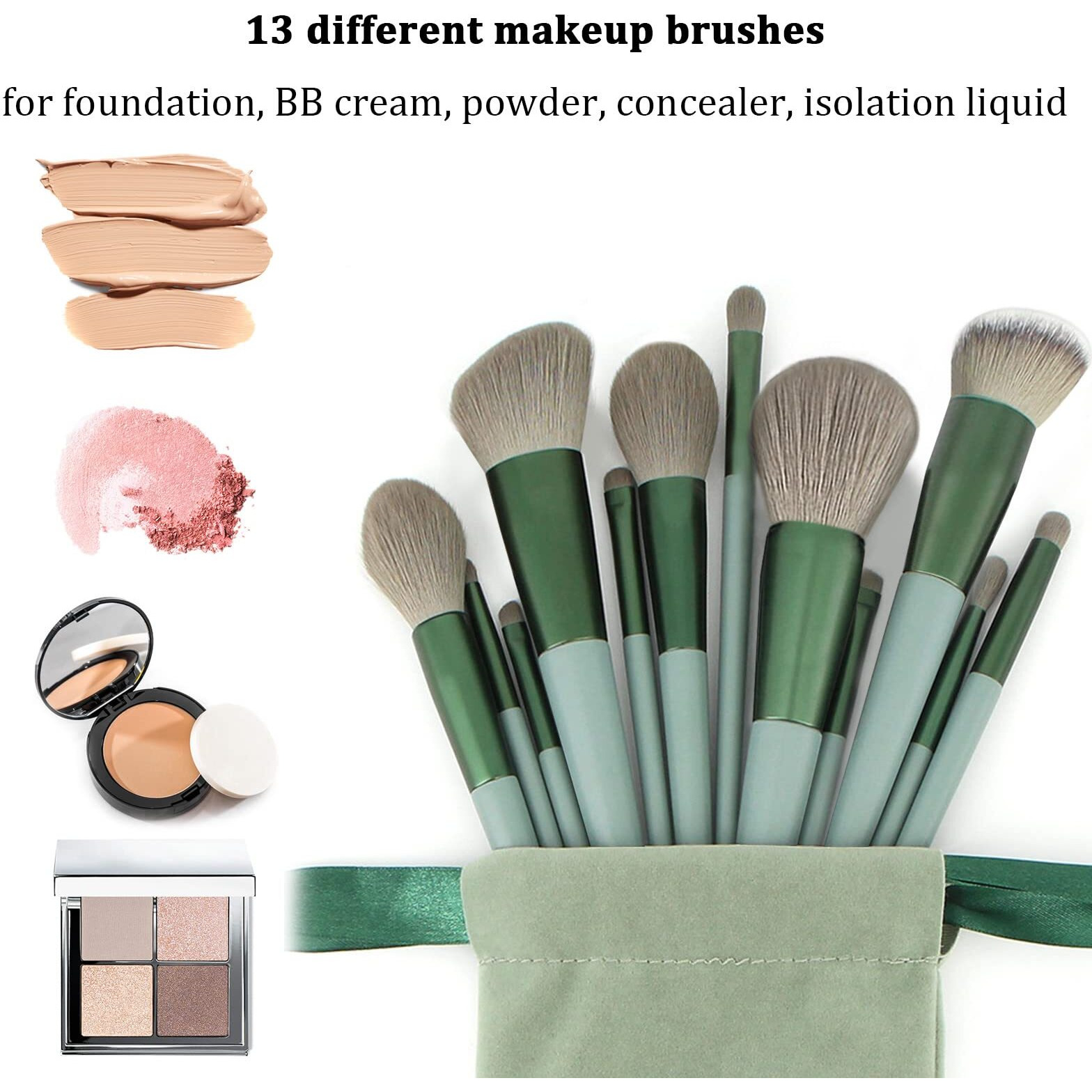 Koccido Makeup Brushes 22 Pcs Makeup Kit,Foundation Brush Eyeshadow Brush Make Up Brushes Set (Green, 22 Piece Set Large)