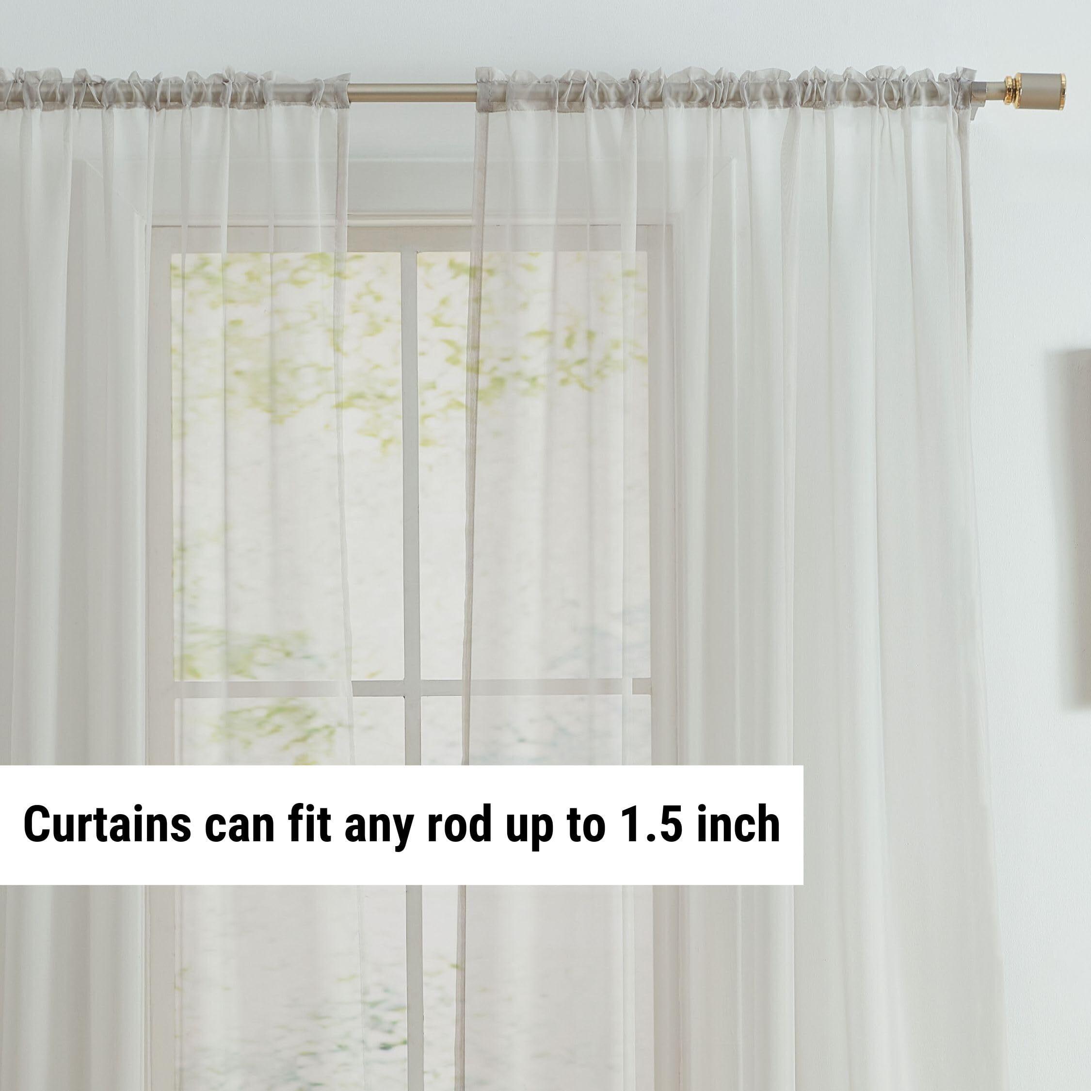 Hlc.Me Silver Grey Sheer Voile Window Treatment Rod Pocket Curtain Panels For Bedroom And Living Room (54 X 84 Inches Long, Set Of 2)