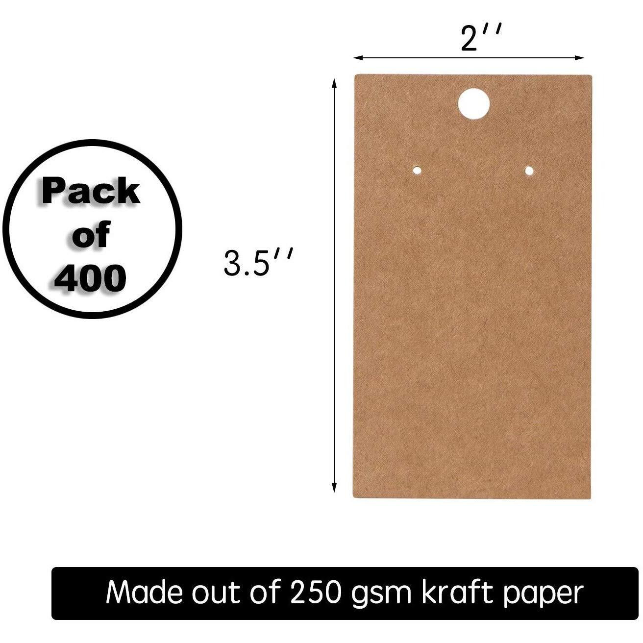 400 Pack Earring Cards - Earring Display Cards - Custom Earring Cards For Earring Display - Hanging Earrings - Bulk Earring Cards - 2 X 3.5 Inches - Brown (Pack Of 400)