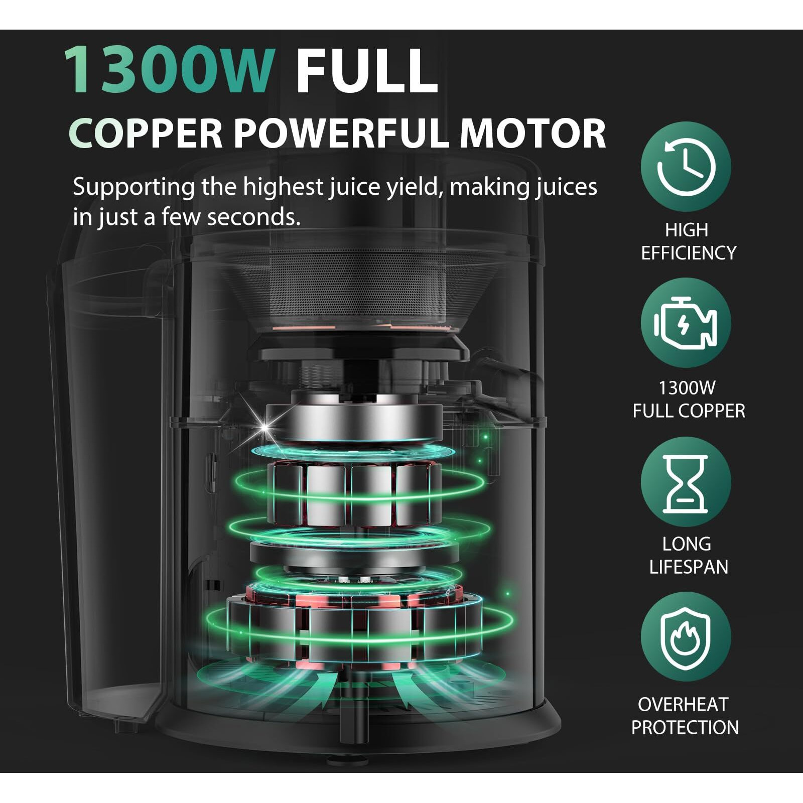 1300W Koios Centrifugal Juicer Machines, Juice Extractor With Extra Large 3Inch Feed Chute, Full Copper Motor, Titanium-Plated Filter, High Juice Yield, 3 Speeds Mode,Easy To Clean With Brush,Bpa-Free