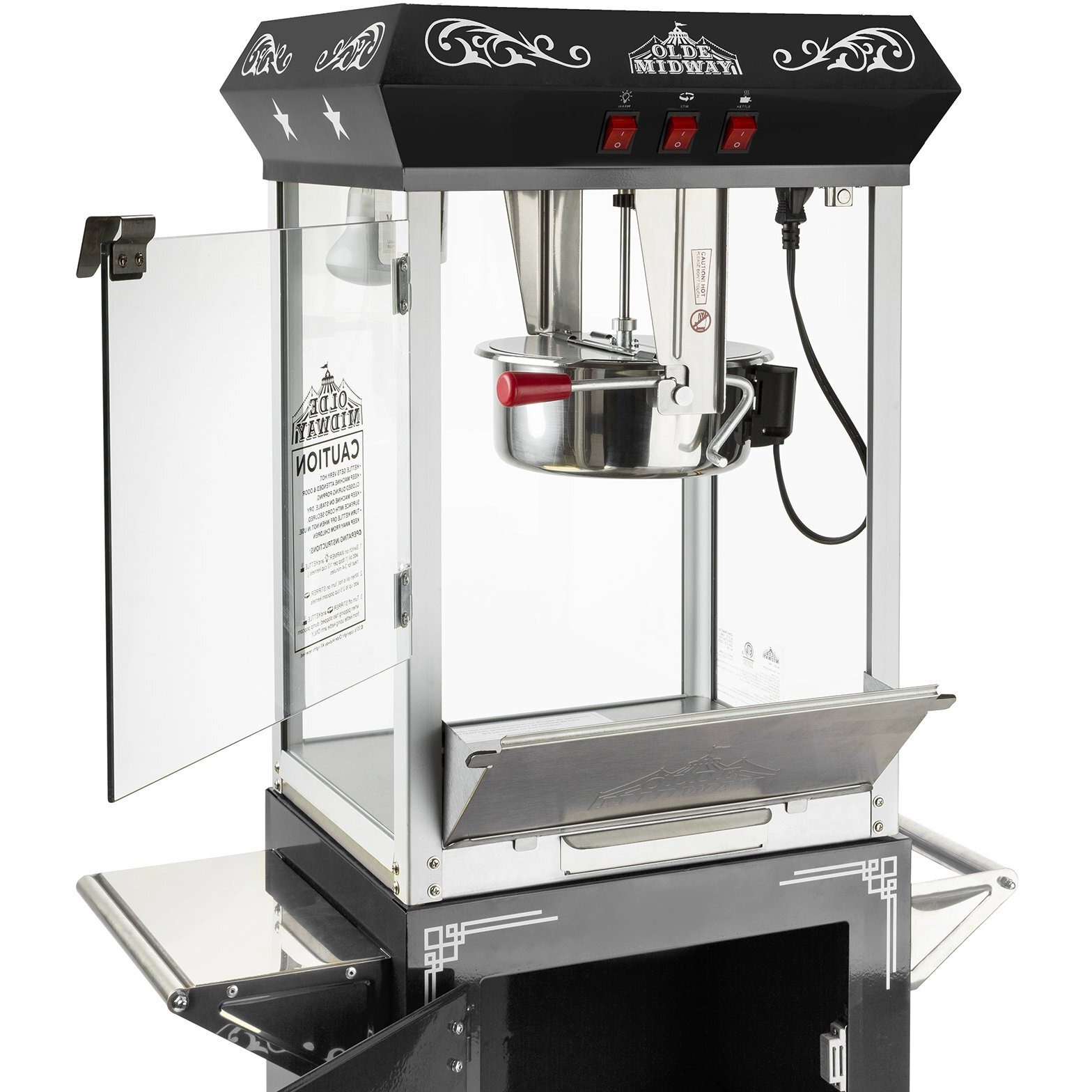 Olde Midway Vintage Style Popcorn Machine Maker Popper With Cart And 10-Ounce Kettle - Black