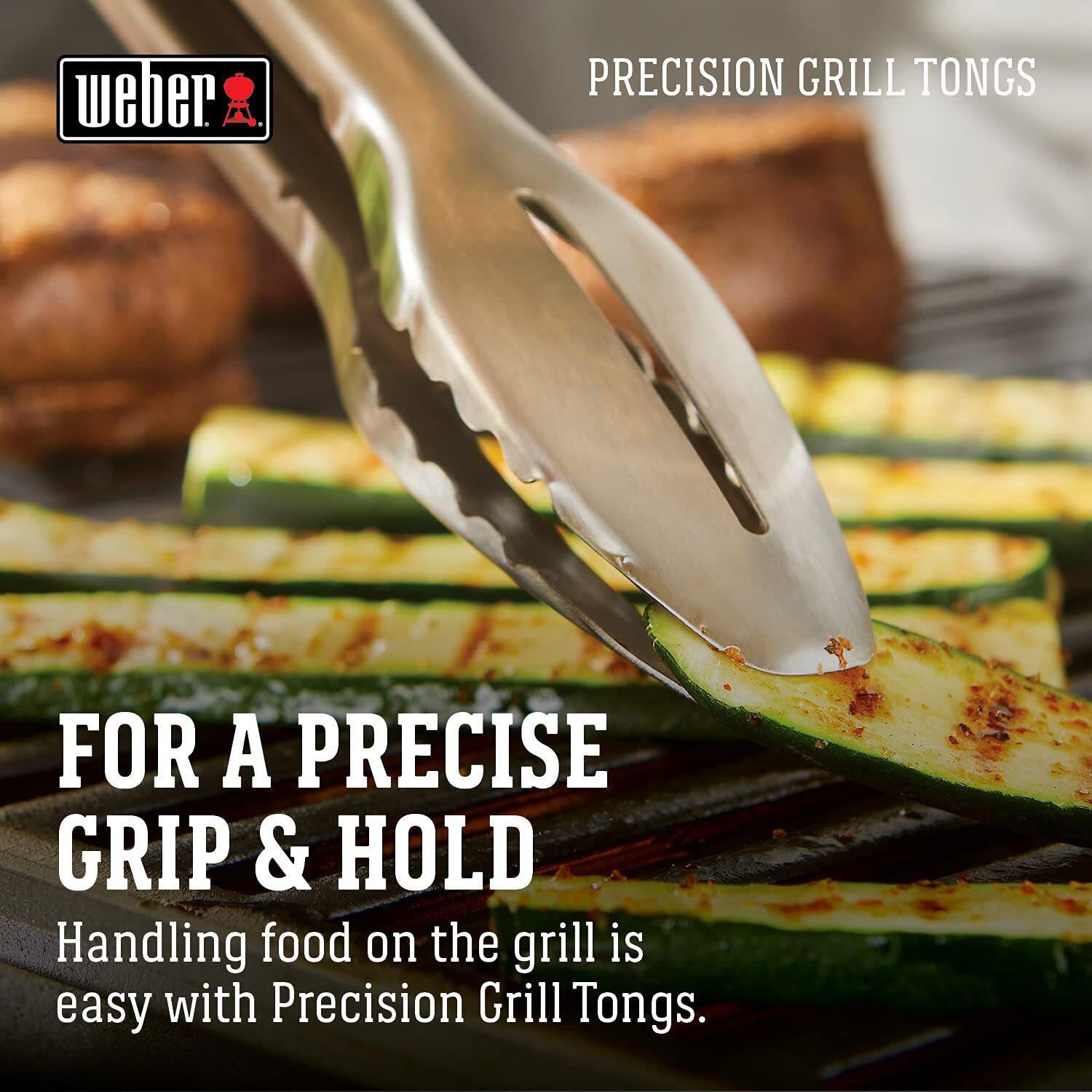 Weber Precision Grill Tongs, 18 Inch, Stainless Steel