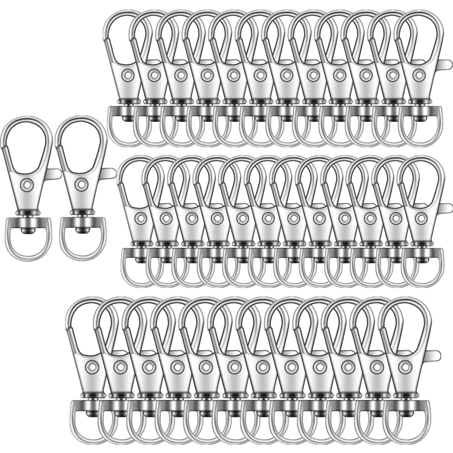100Pcs Key Chain Clip Hooks, Swivel Clasps Lanyard Snap Hook, Keychain Hooks For Lanyard Key Rings Crafting Silver
