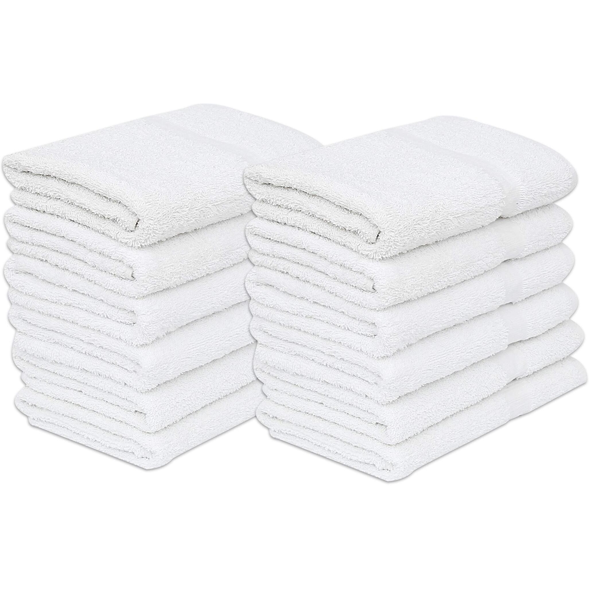 Gold Textiles 12 White Economy Bath Towels Bulk (24X48 Inch) Cotton Blend For Softness-Commercial Grade Easy Care