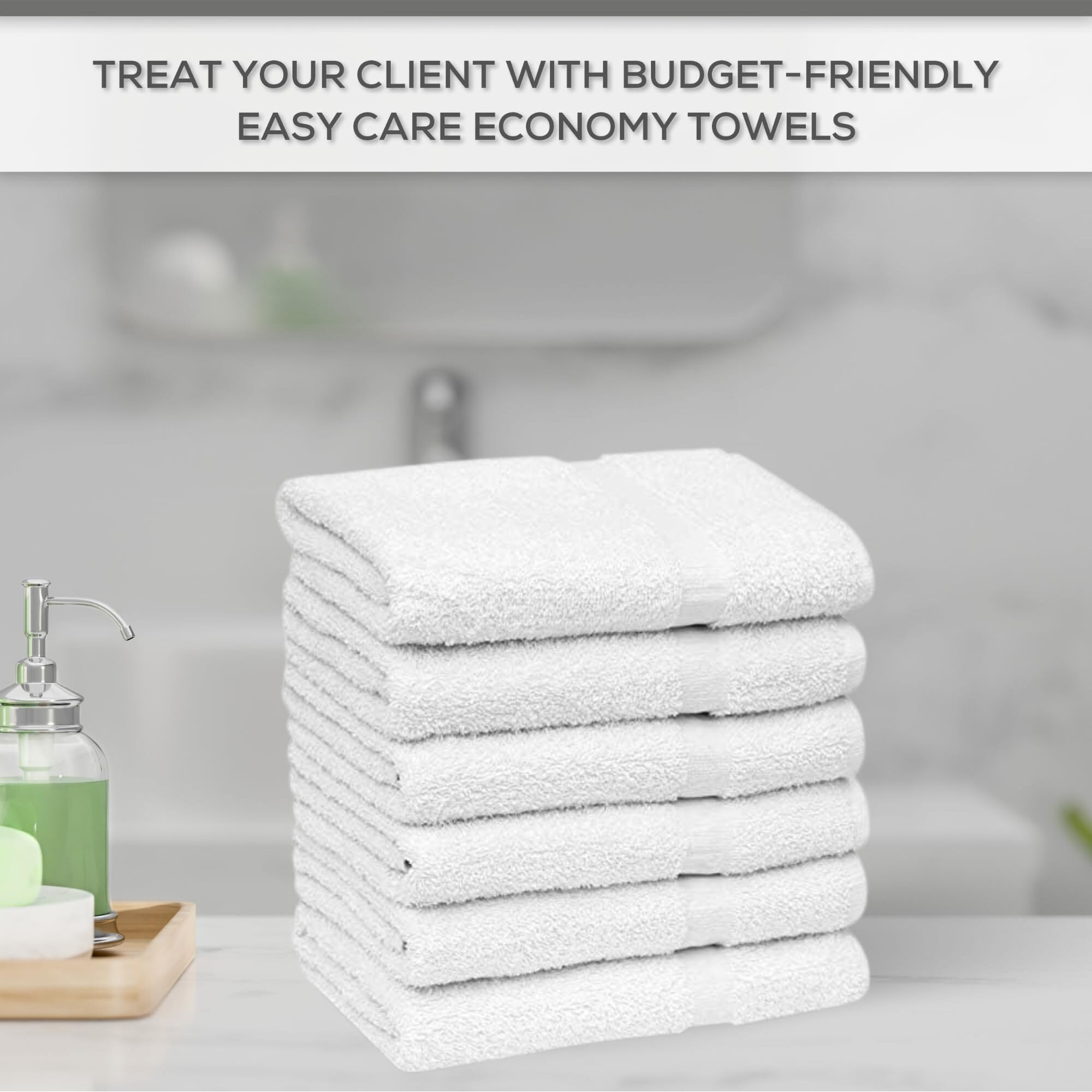 Gold Textiles 12 White Economy Bath Towels Bulk (24X48 Inch) Cotton Blend For Softness-Commercial Grade Easy Care