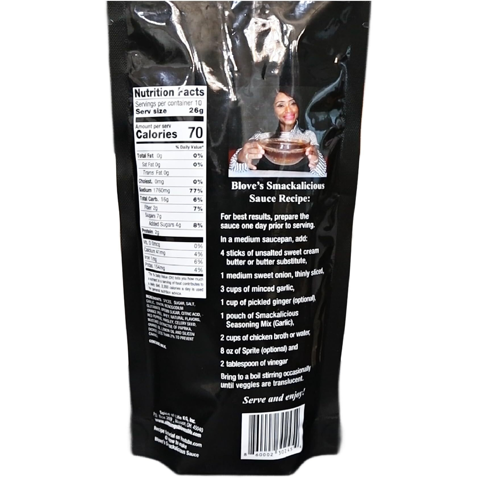 Blove's Smackalicious Sauce Seasoning Mix (Garlic) Seasoning Mix For Making Smackalicious Sauce By Bloveslife. Great On Fish, Crab, Shrimp, Crawfish And A Variety Of Meats And Veggies