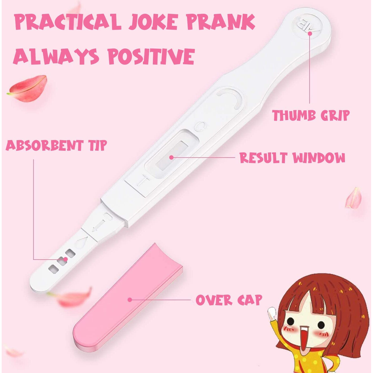 Acessorz Fake Prank Joke Pregnancy Test Always Positive - April Fool's Day Practical Joke, Prank, Gag, False Pregancy Test Kit, 4 Pack Pink