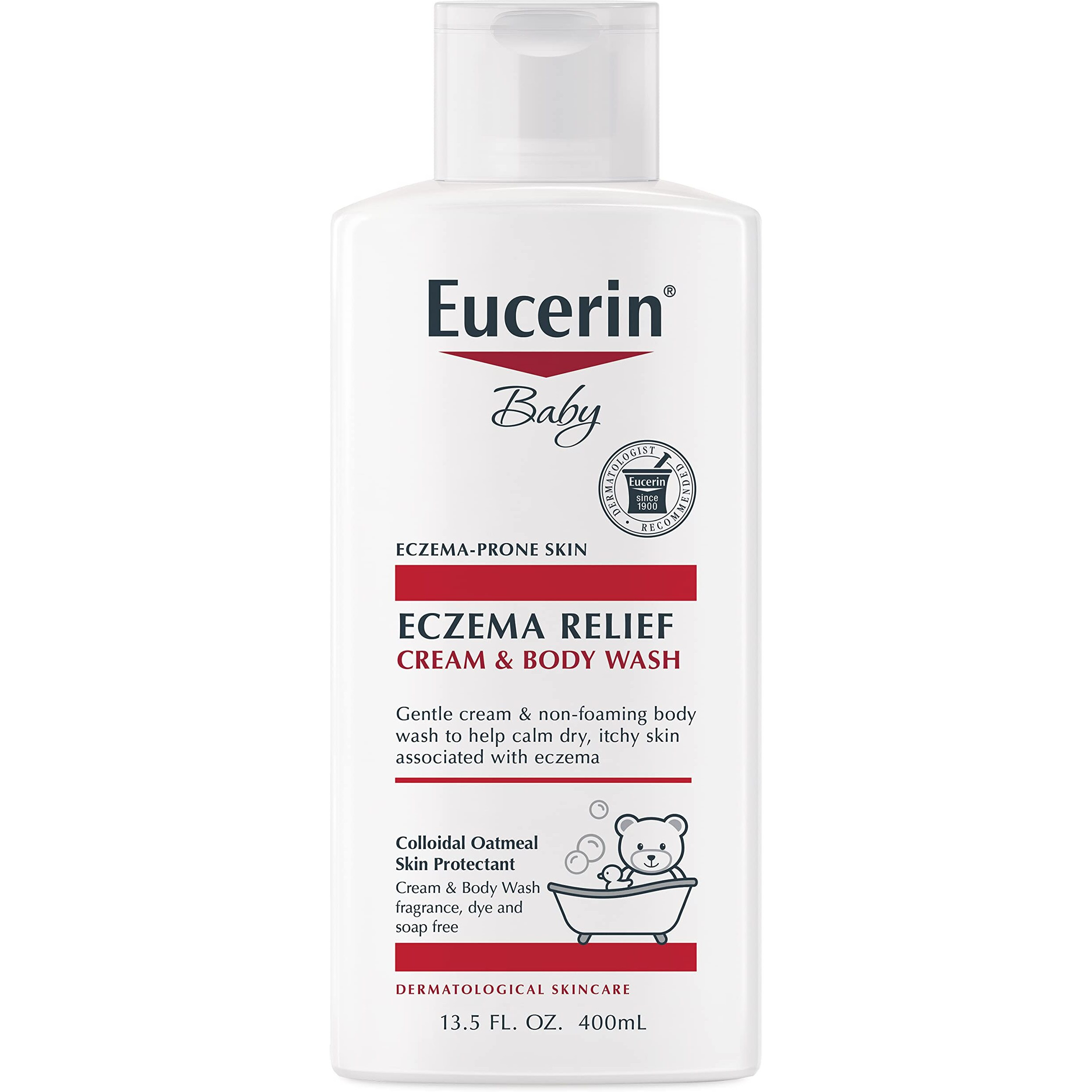 Eucerin Baby Eczema Relief Cream Body Wash, Fragrance Free Eczema Body Wash For Babies With Colloidal Oatmeal 13.5 Fl Oz Bottle