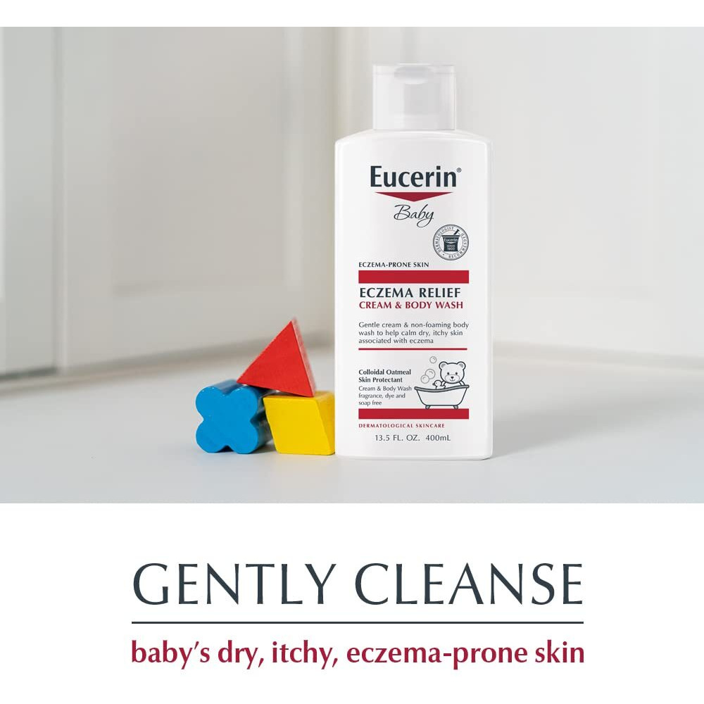 Eucerin Baby Eczema Relief Cream Body Wash, Fragrance Free Eczema Body Wash For Babies With Colloidal Oatmeal 13.5 Fl Oz Bottle