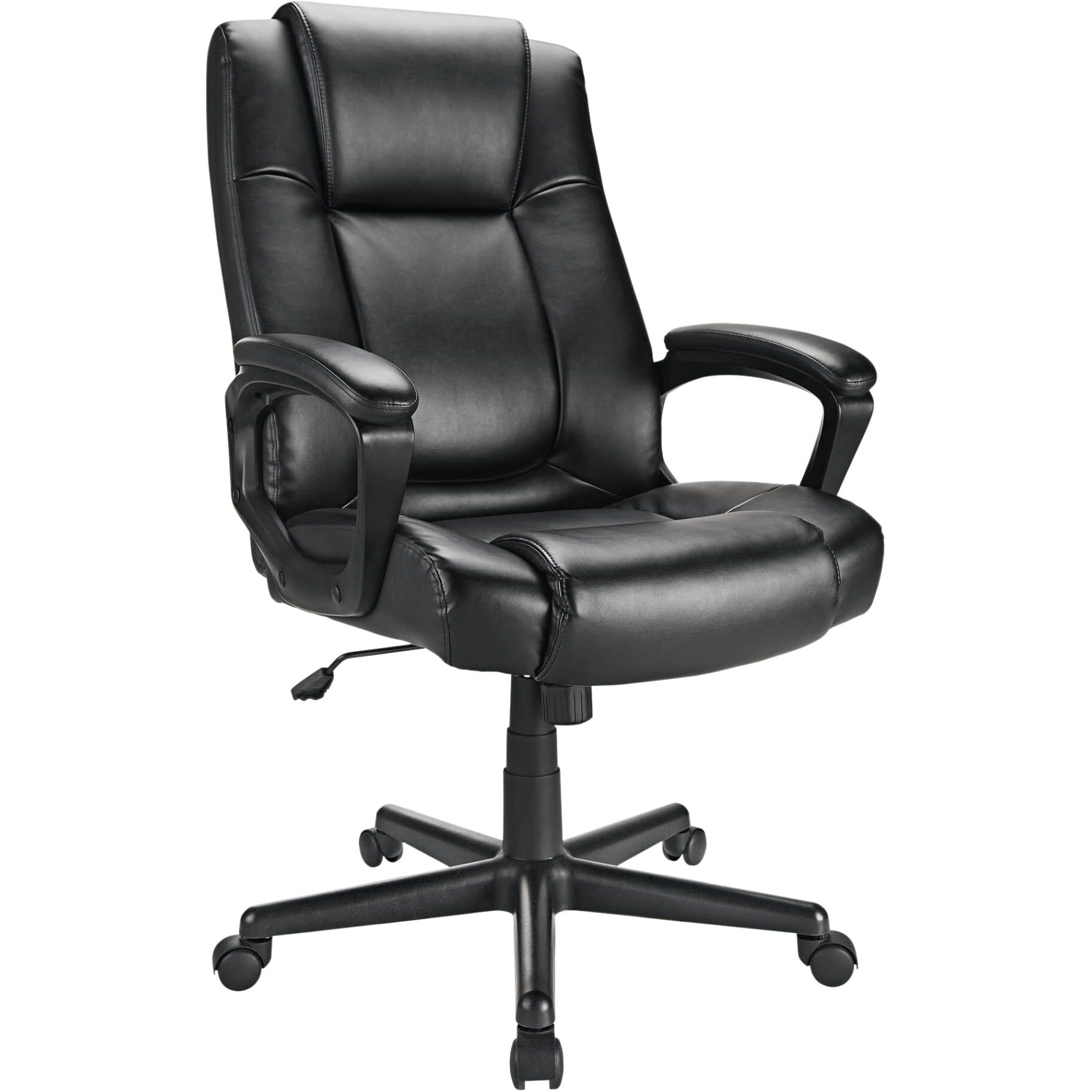 Realspace Hurston Bonded Leather High-Back Executive Office Chair, Black, Bifma Compliant