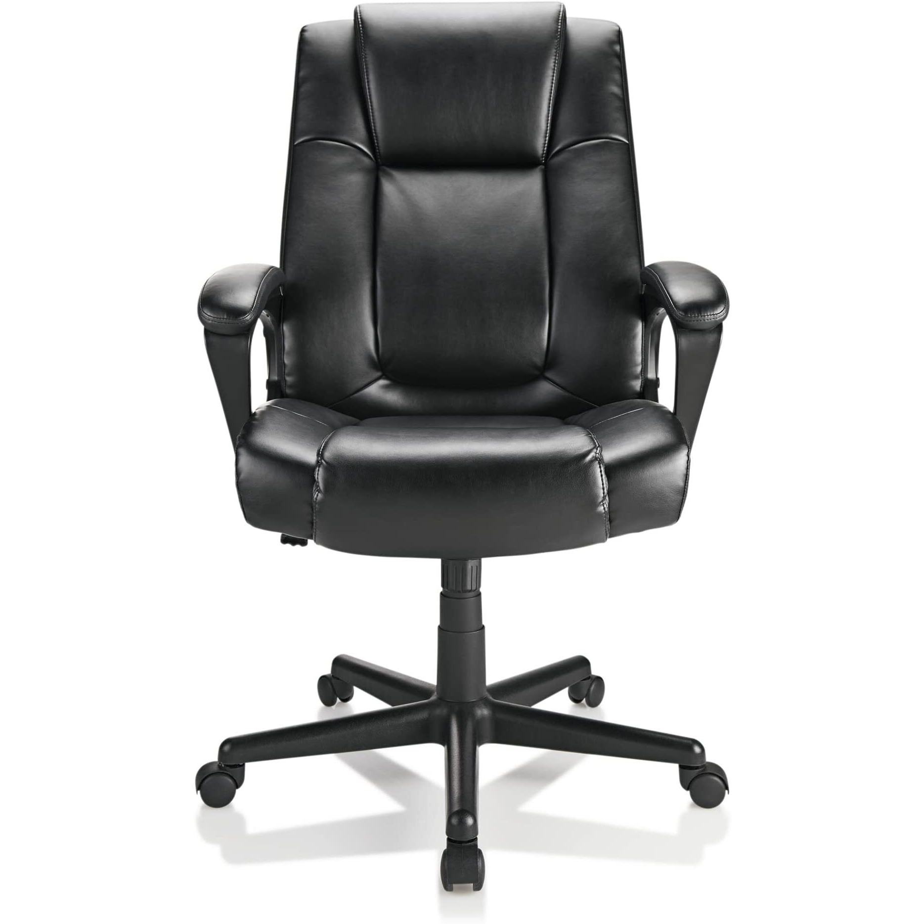 Realspace Hurston Bonded Leather High-Back Executive Office Chair, Black, Bifma Compliant