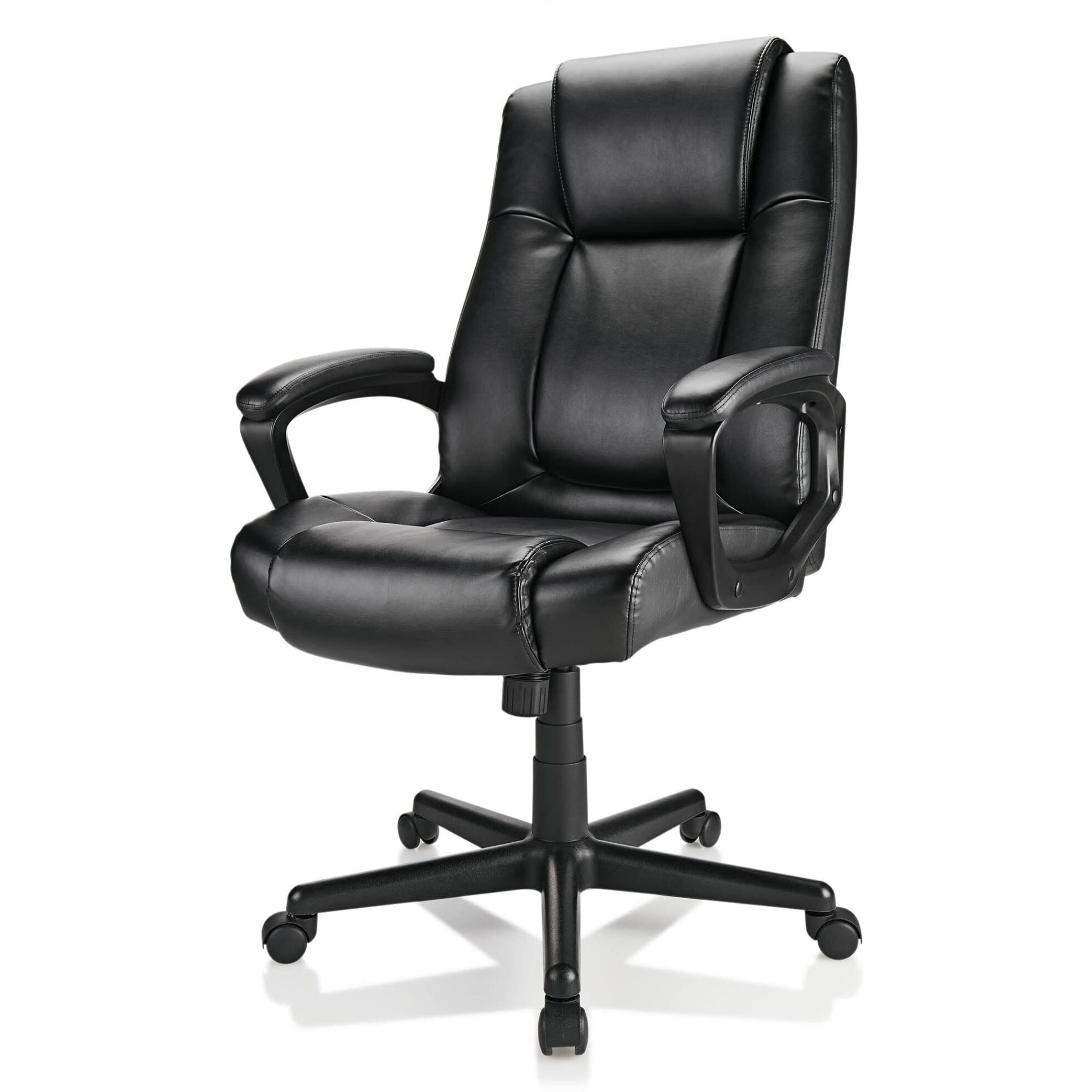 Realspace Hurston Bonded Leather High-Back Executive Office Chair, Black, Bifma Compliant
