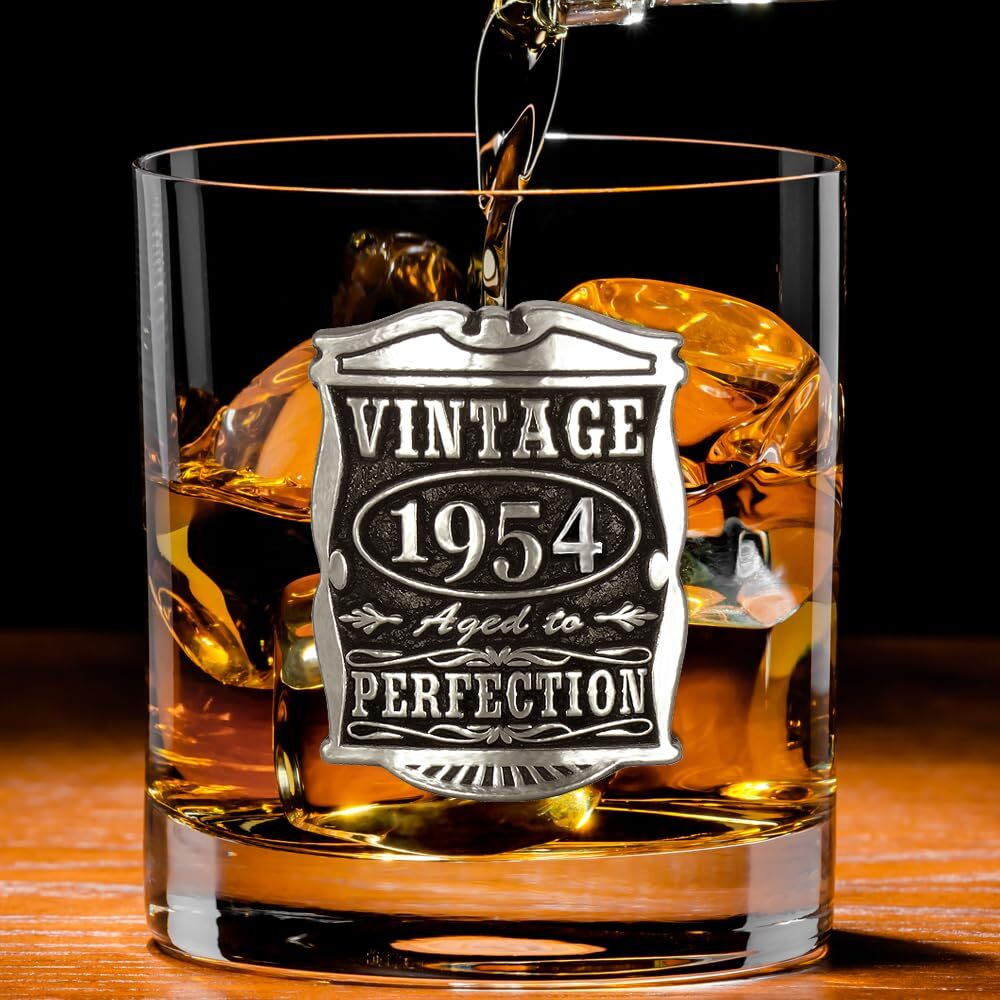 English Pewter Company Vintage Years 1954 70Th Birthday Or Anniversary Old Fashioned Whisky Rocks Glass Tumbler - Unique Gift Idea For Men [Vin001]