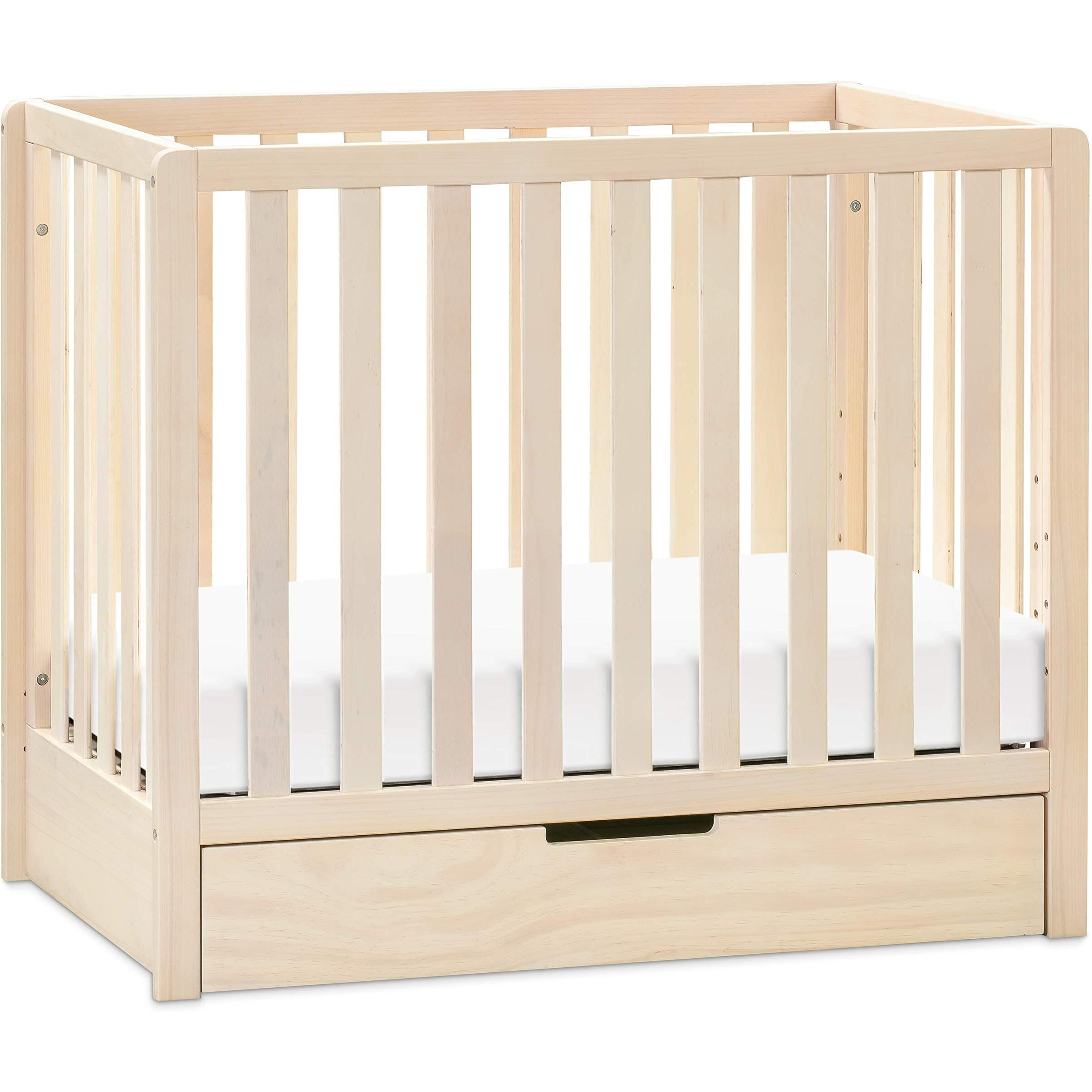 Carter's By Davinci Colby 4-In-1 Convertible Mini Crib With Trundle Drawer In Washed Natural, Greenguard Gold Certified, Undercrib Storage