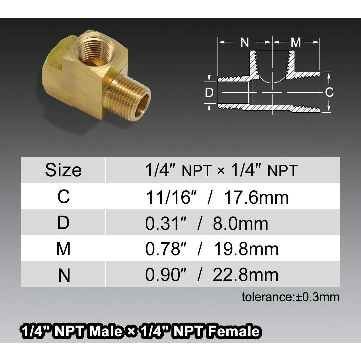 Boeray 2Pcs 1/4"" Npt Female Pipe To 1/4"" Npt Male Pipe To 1/4"" Npt Female Metals Brass Barstock Street Tee Pipe Hose Fitting